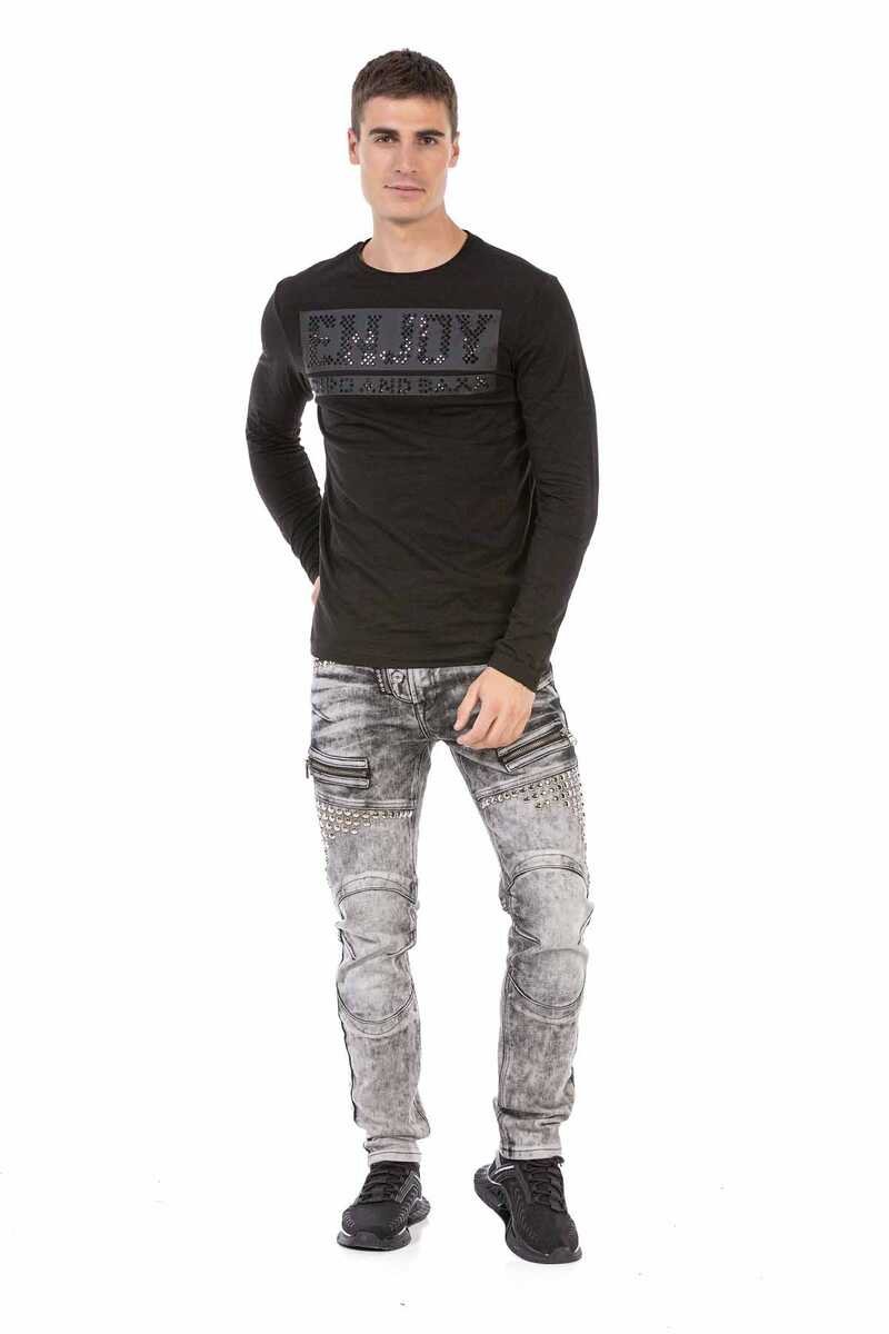 CL474 Herren Langarmshirt mit aufwendigen Applikationen