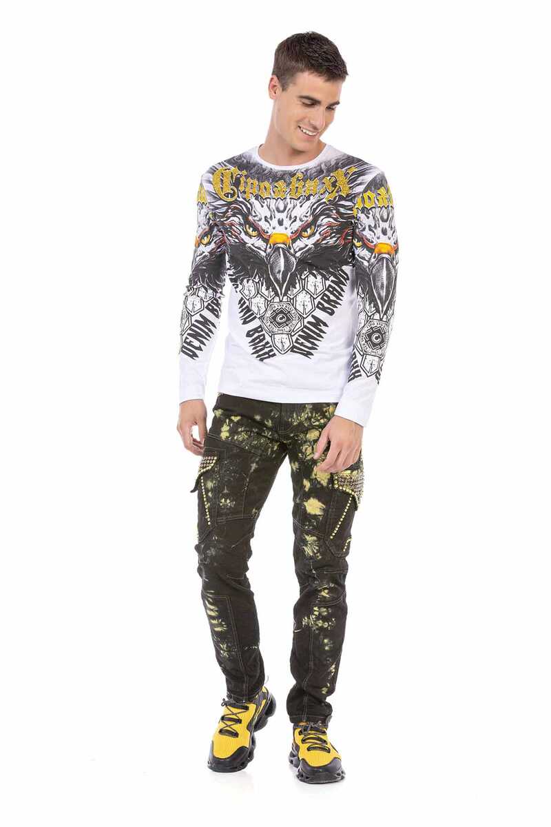 CL488 bluza męska z nadrukiem i kamieniami