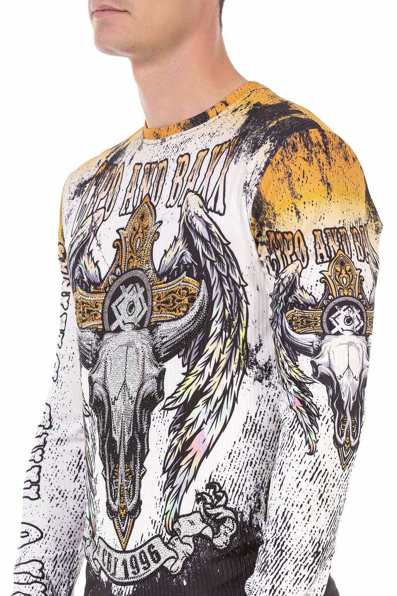 CL492 bluza męska z nadrukiem i kamieniami