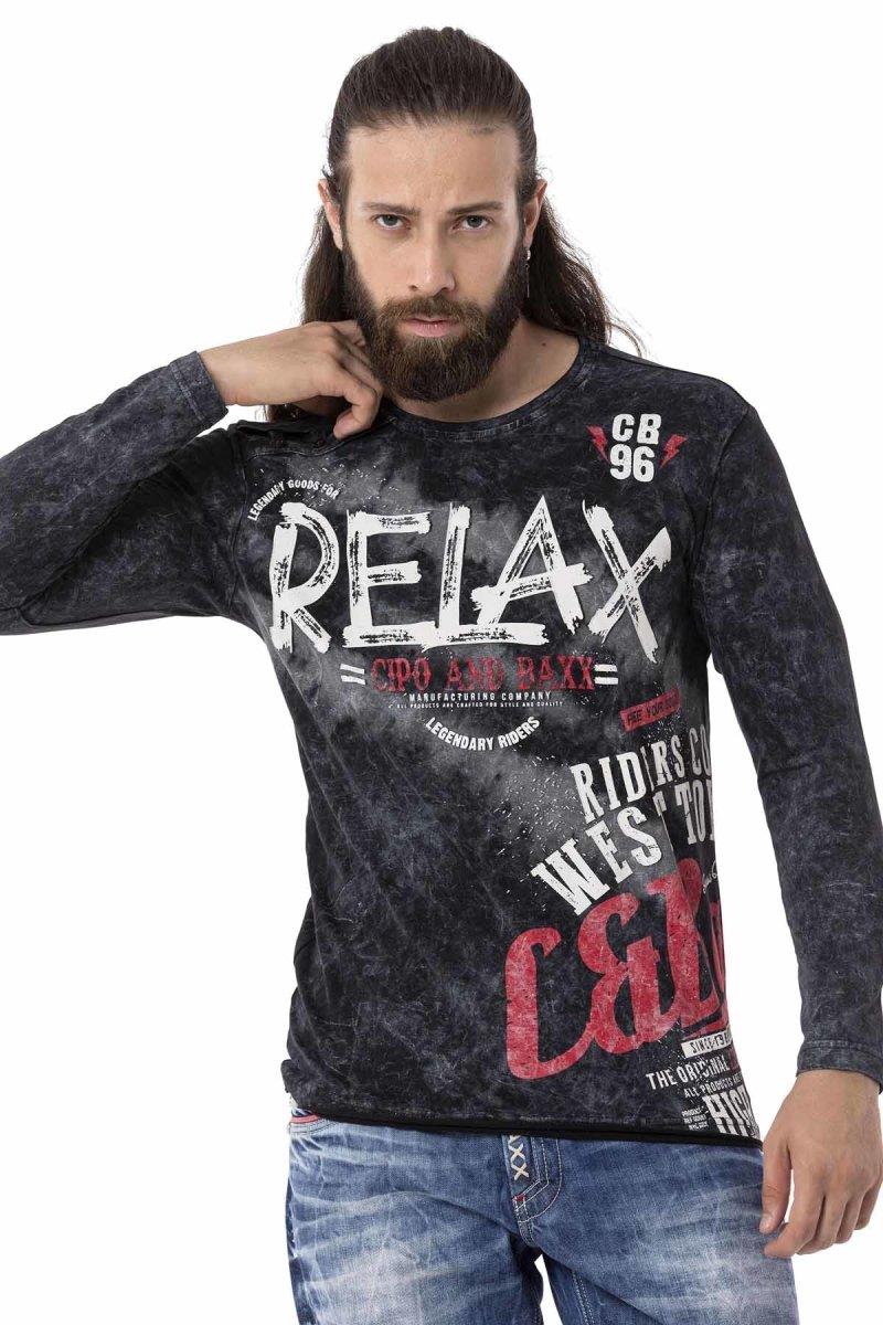 CL518 Herren Langarmshirt mit großflächigem Print