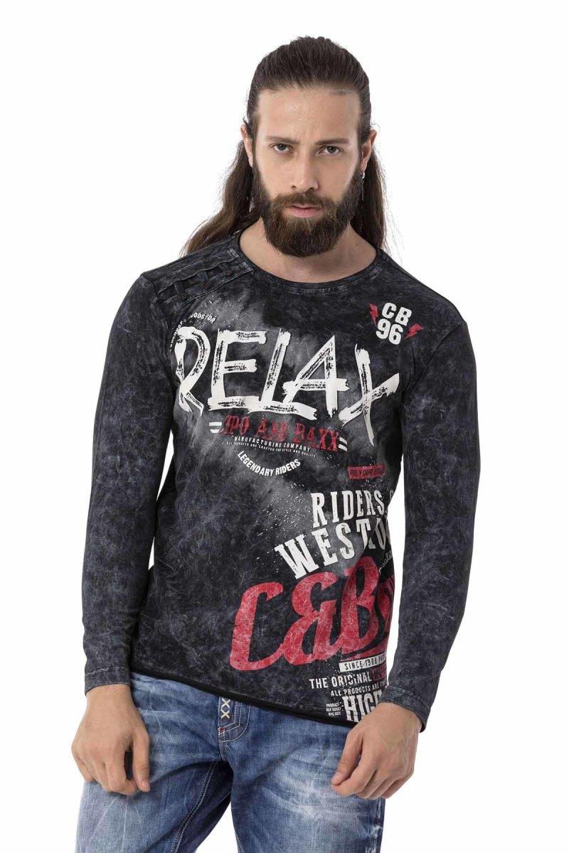 CL518 Herren Langarmshirt mit großflächigem Print