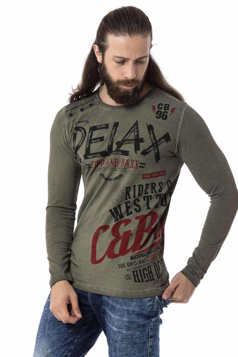 CL518 Herren Langarmshirt mit großflächigem Print