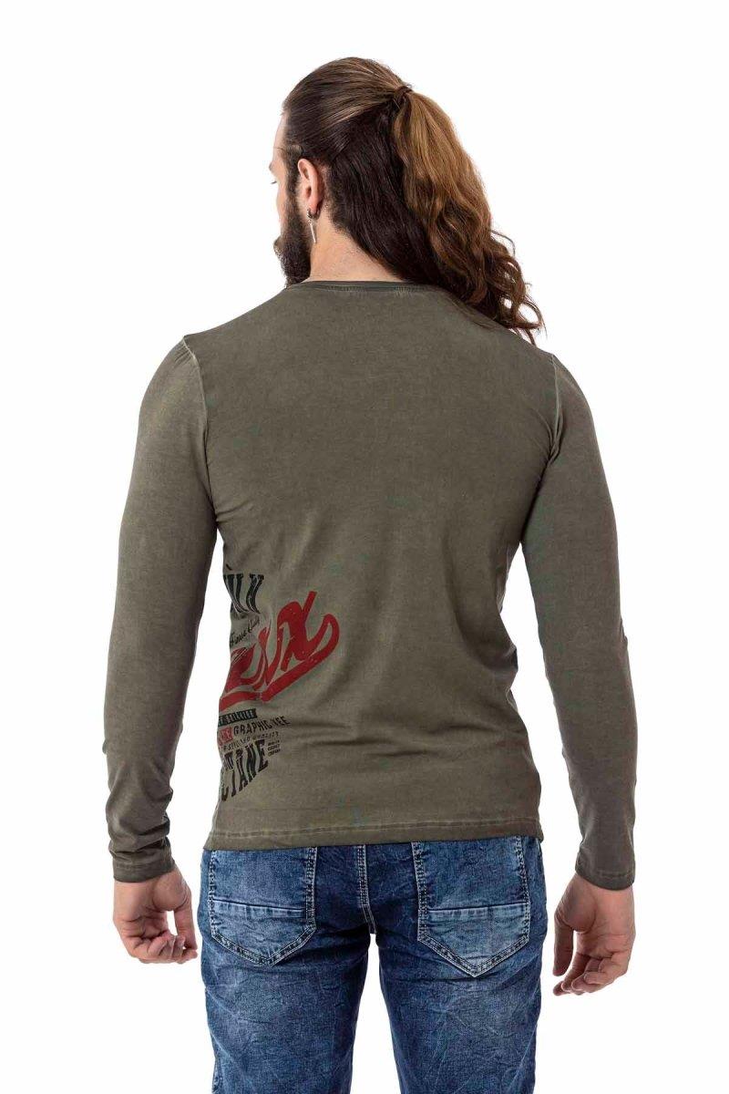 CL518 Herren Langarmshirt mit großflächigem Print