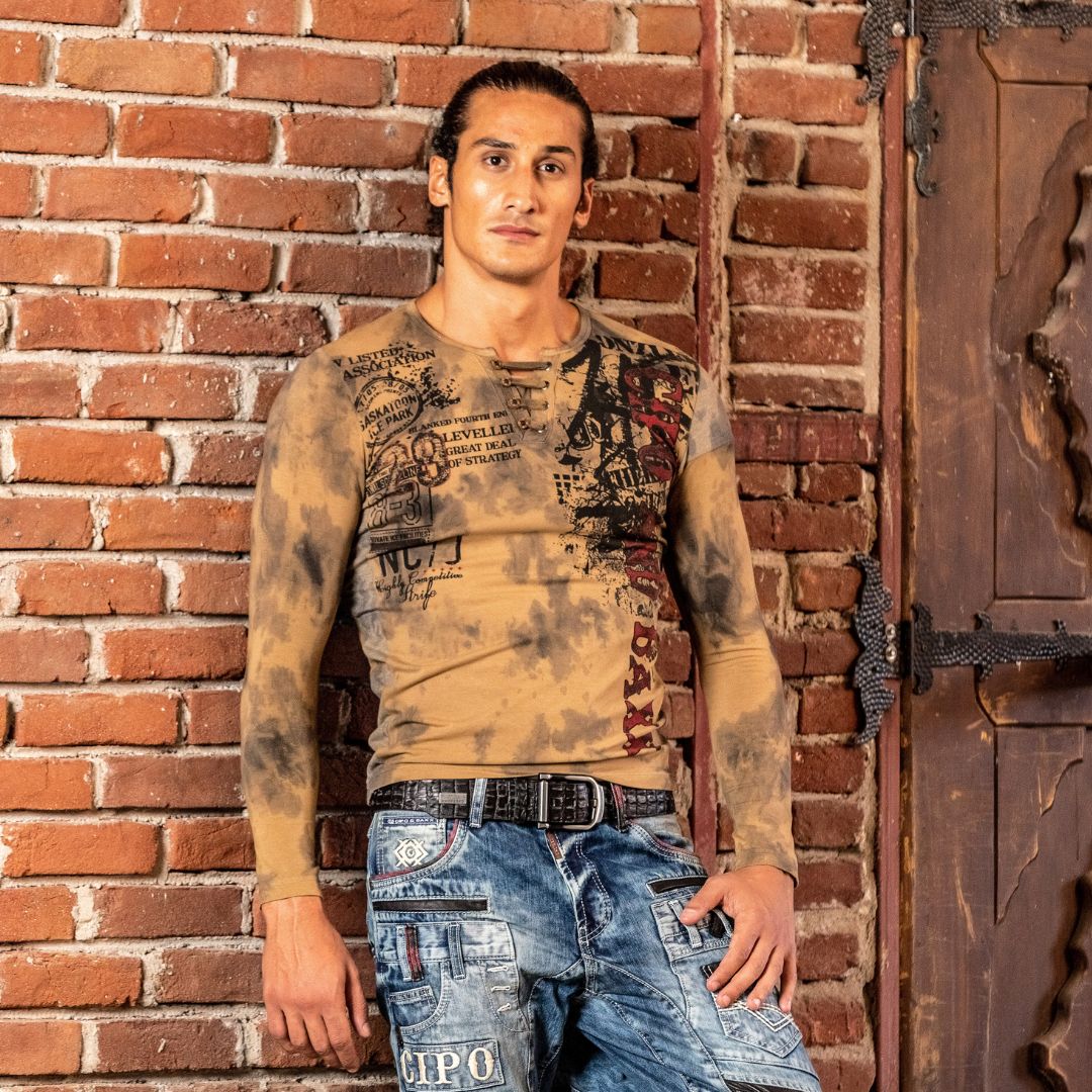 CL524 bluza męska z z rozcięciem pod szyją