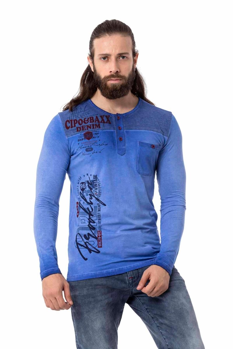 CL527 Herren Langarmshirt mit stylischen Prints