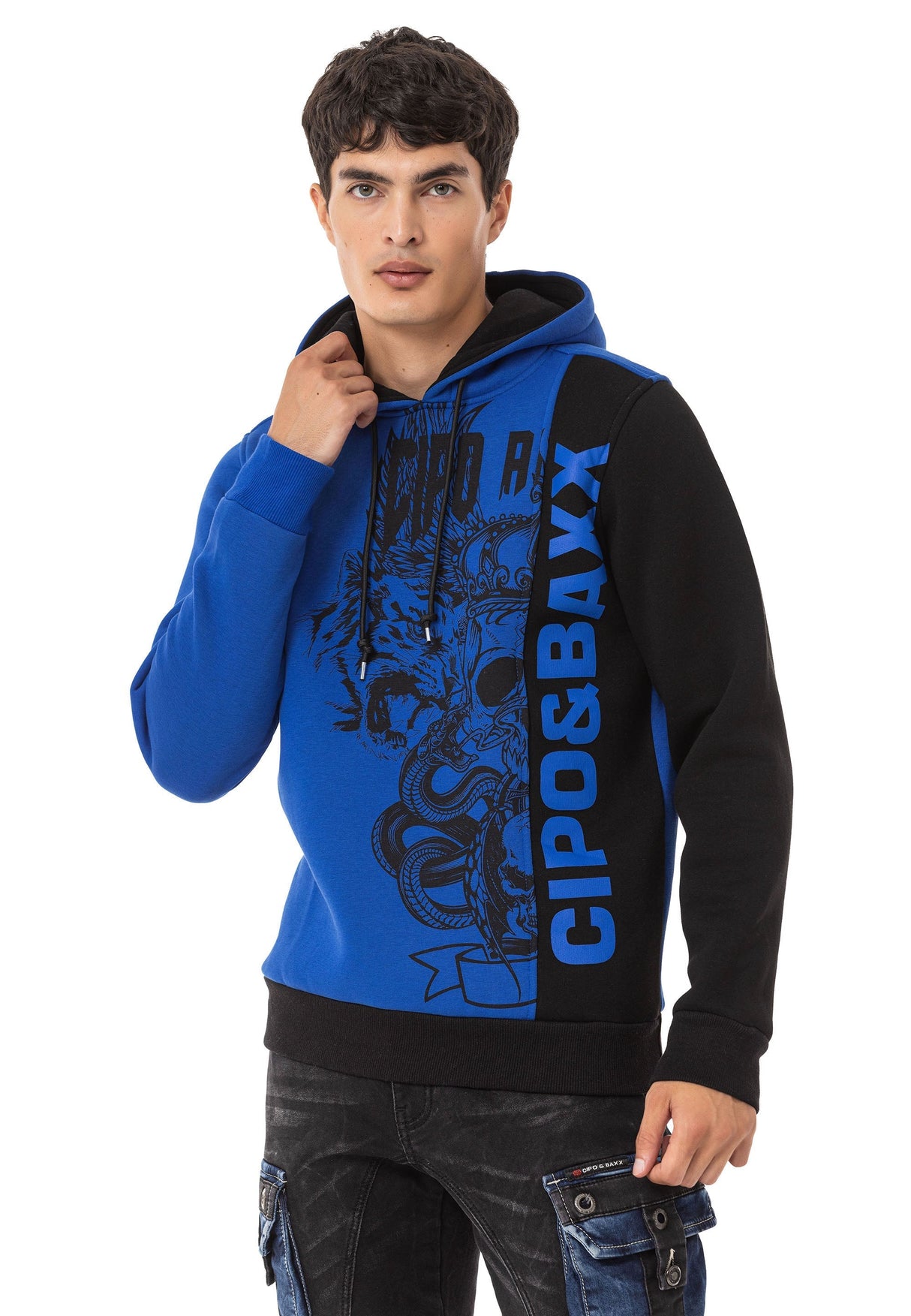 Cl541 Felpa da uomo con cappuccio