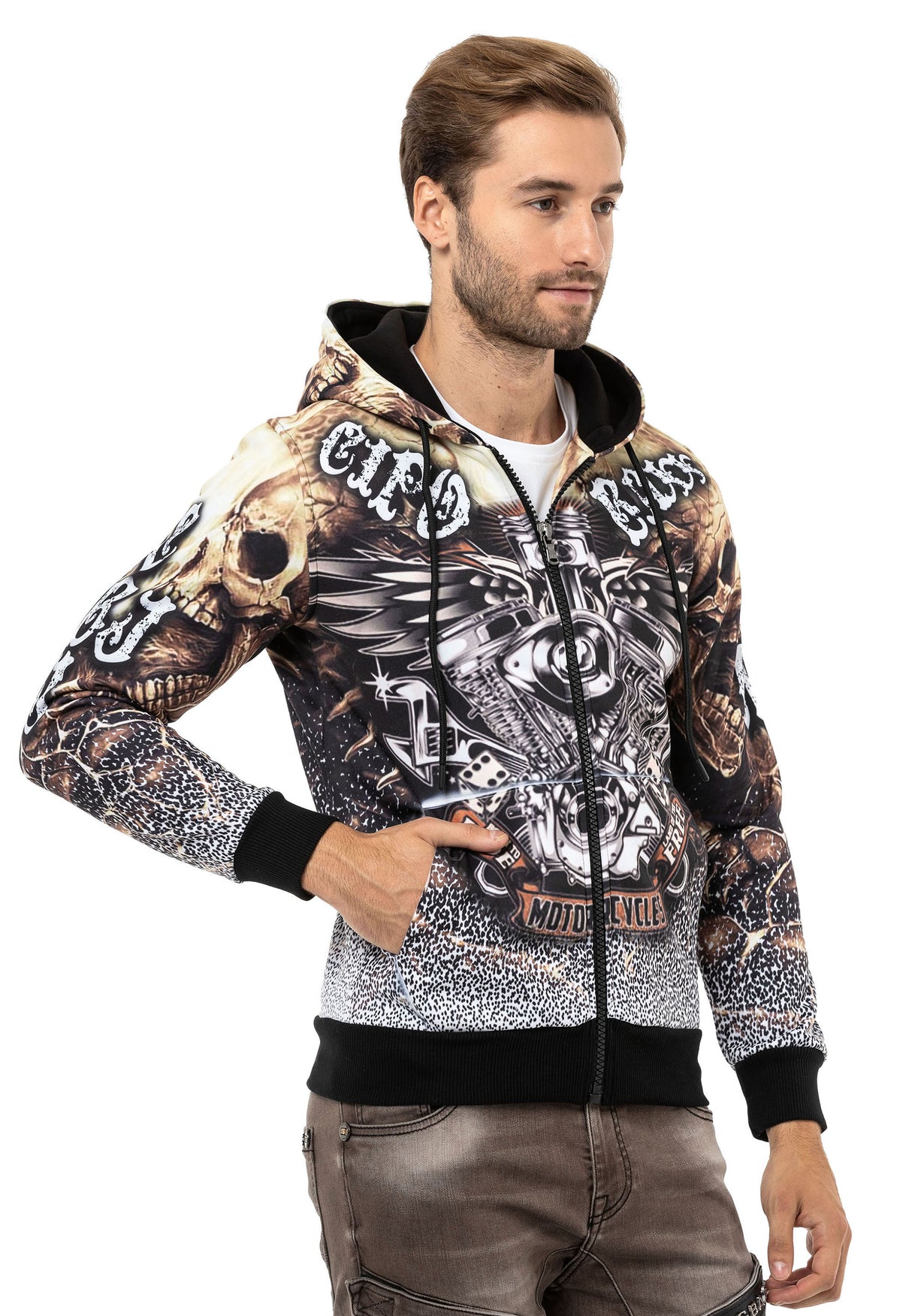 CL550 bluza męska z nadrukiem rozpinana