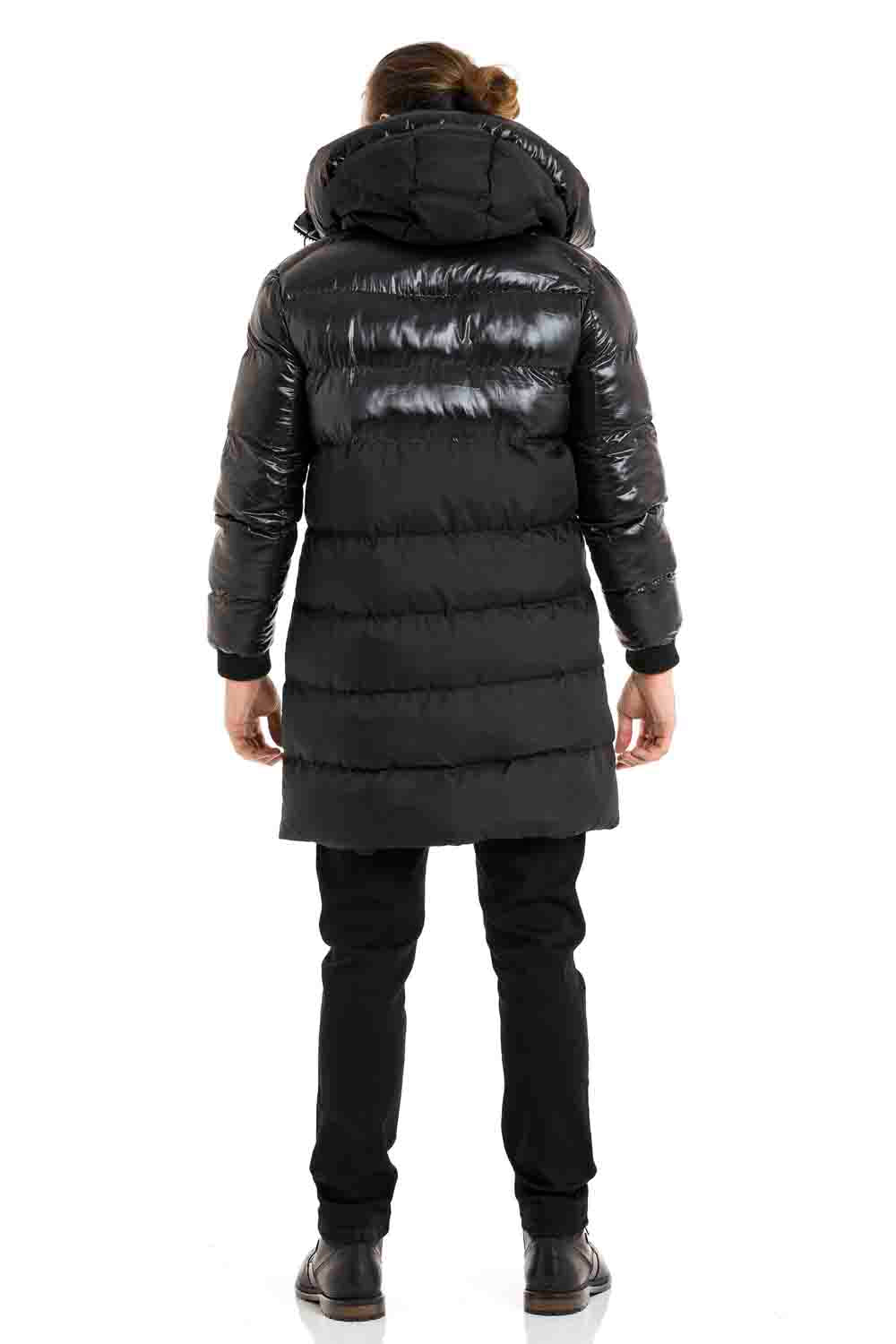 CM209 Herren Winterjacke – Lang geschnitten & warm gefüttert | Abnehmbare Kapuze mit Reißverschluss