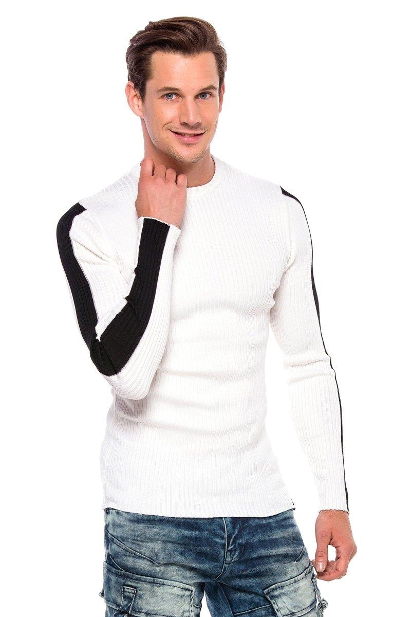 CP194 UOMINI MAGLIO DI MITTURE CON STRIPI DI CONTROTTO LATURA