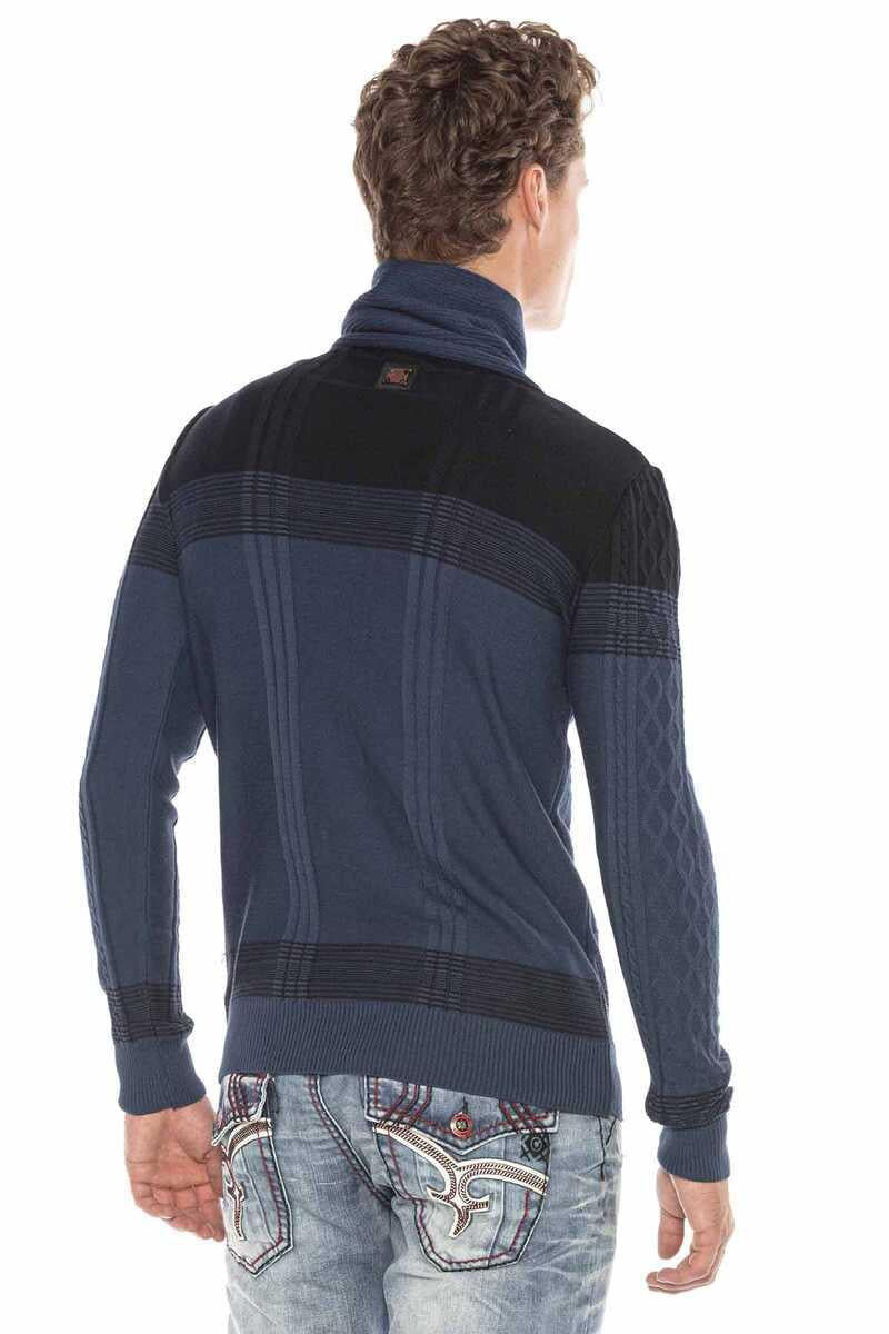 CP226 sweter męski z kołnierzem i klamrami