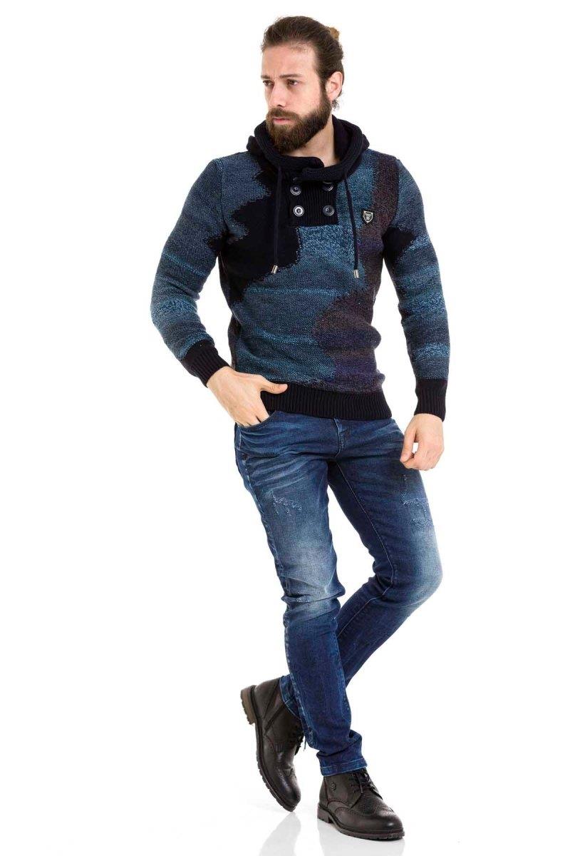 CP261 sweter męski z kapturem