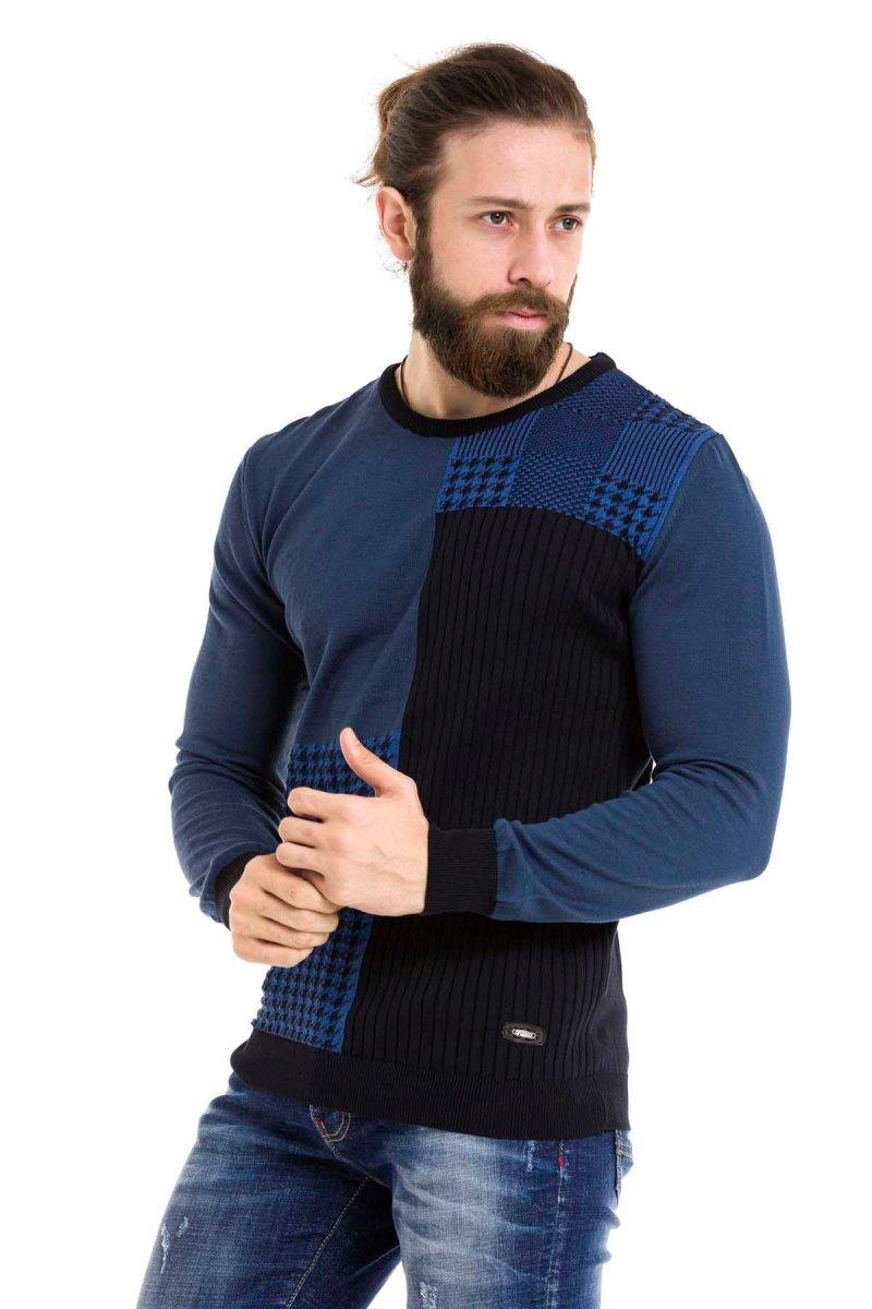 CP263 sweter męski klasyczny z wzorem