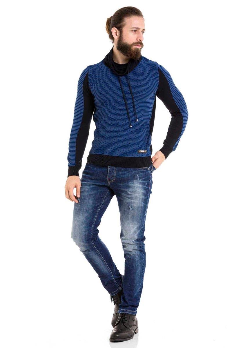 CP264 sweter z szerokim golfem