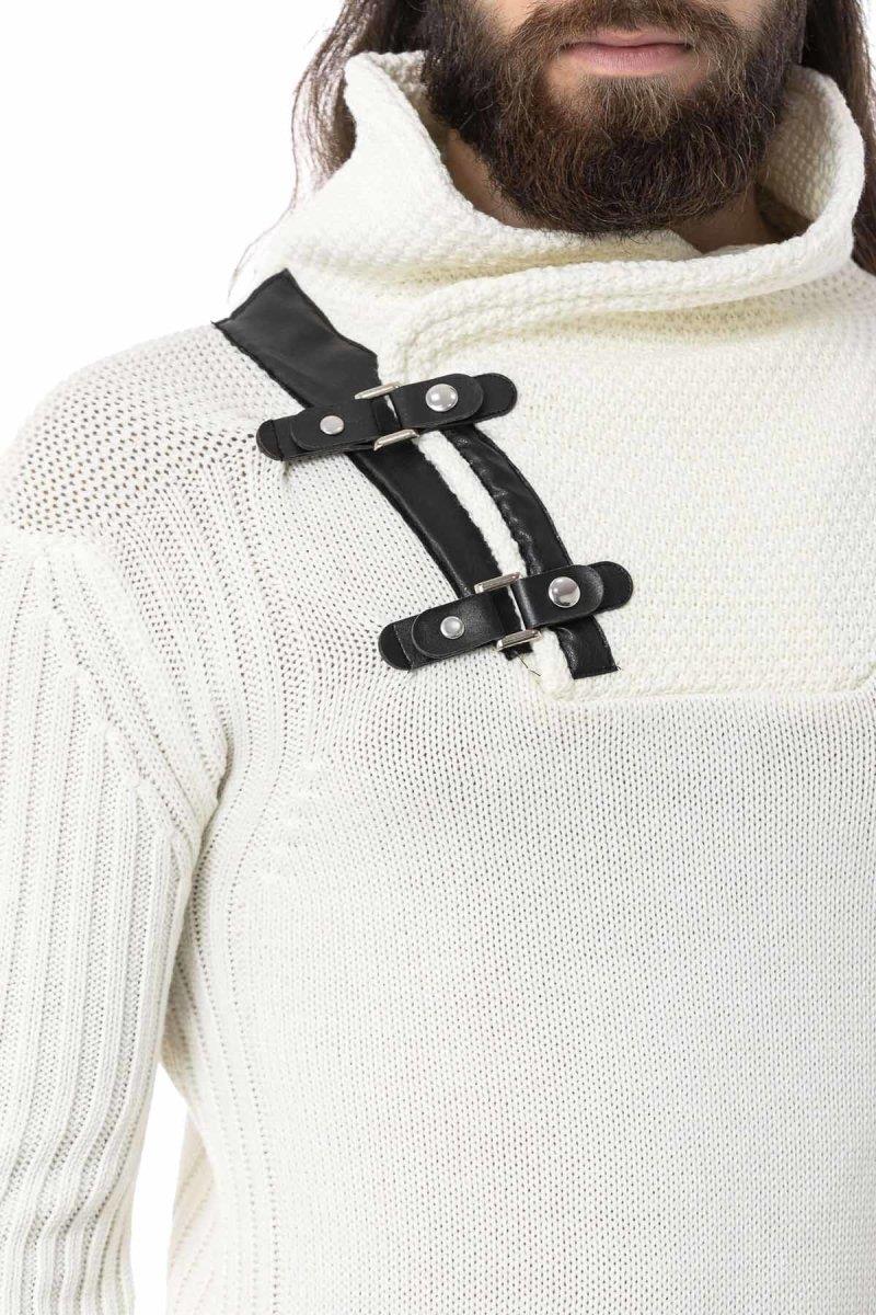 CP266 sweter męski z kołnierzem i klamrami