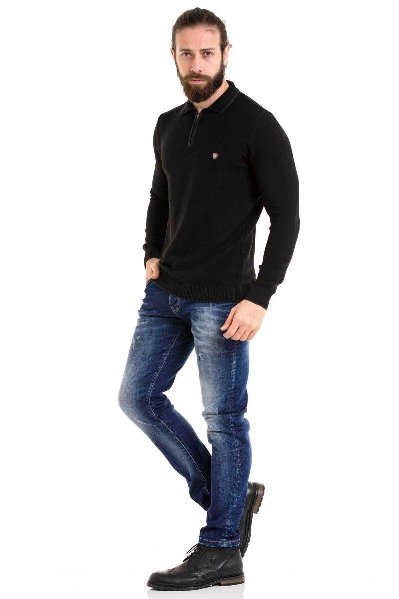 CP278 sweter męski z kołnierzykiem