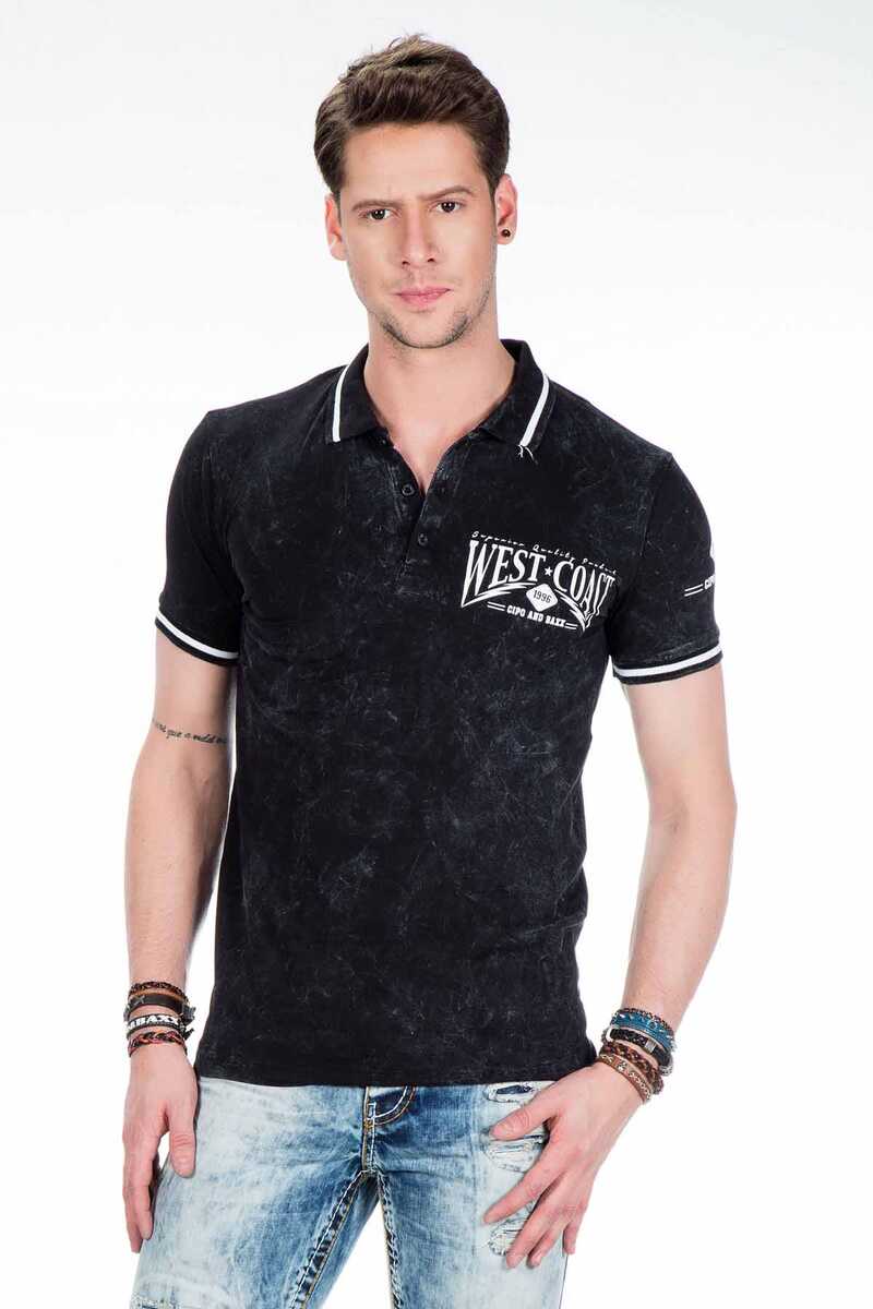 CT381 Heren Polo -Shirt met Coole Batikstyle