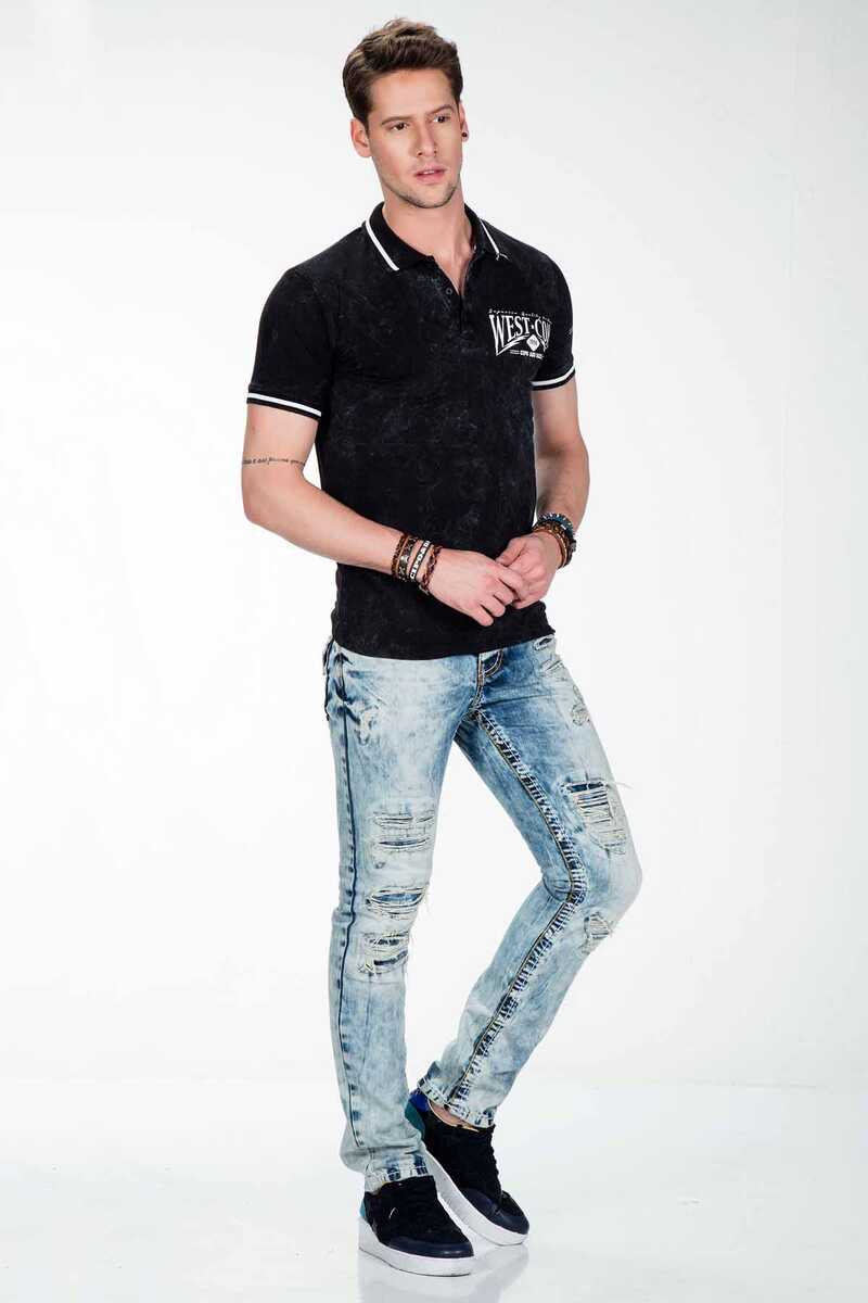 CT381 Heren Polo -Shirt met Coole Batikstyle