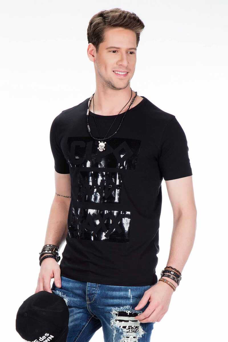 CT430 t-shirt męski z nadrukiem z błyszczącej folii