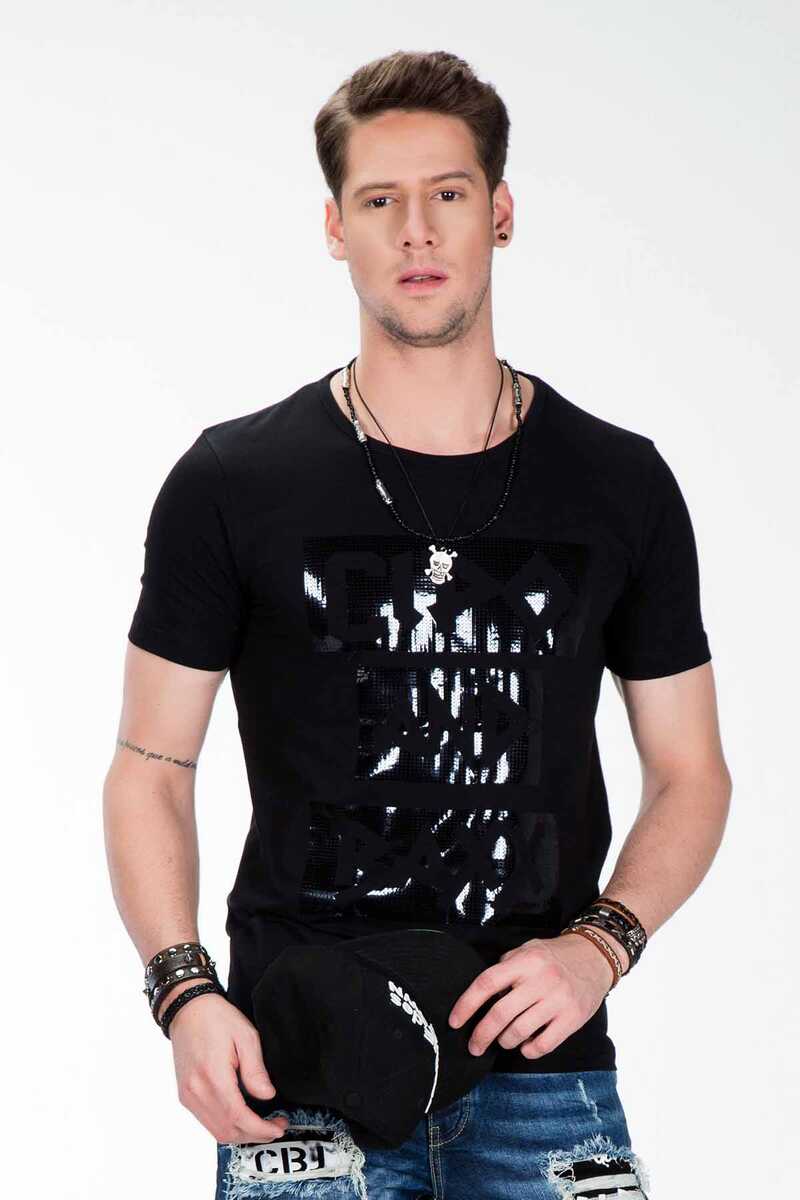 CT430 t-shirt męski z nadrukiem z błyszczącej folii