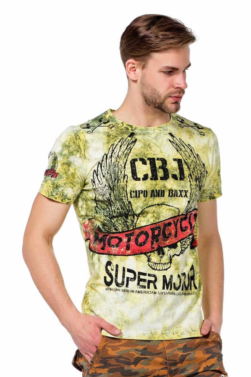CT458 t-shirt męski cieniowany z nadrukiem
