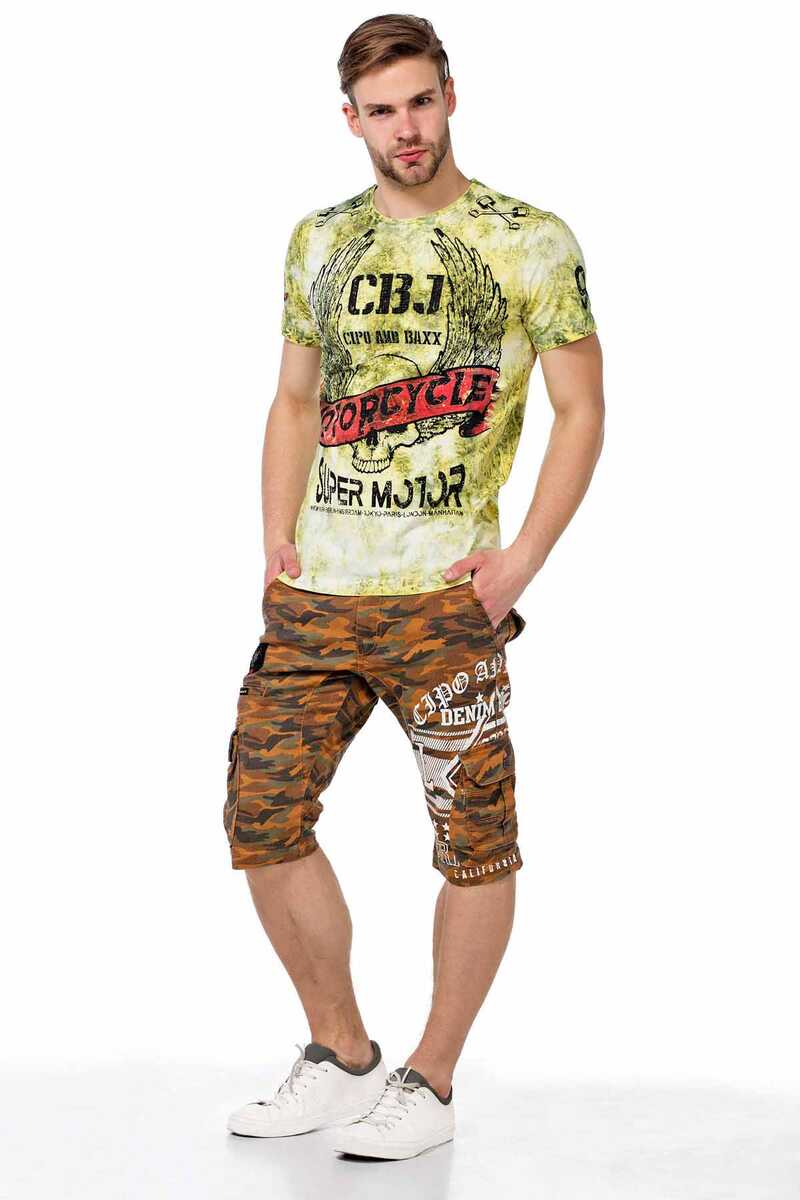 CT458 t-shirt męski cieniowany z nadrukiem