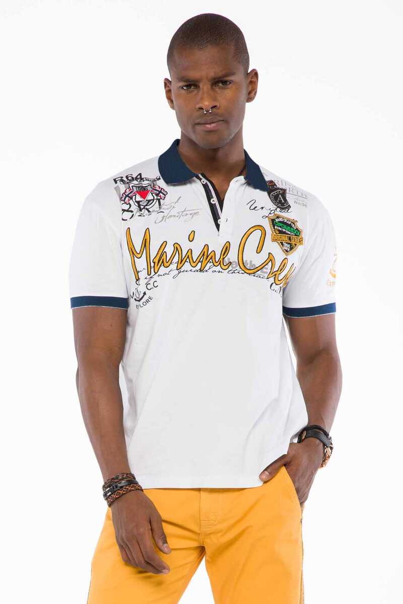 CT509 t-shirt męski polo z marynarskim haftem