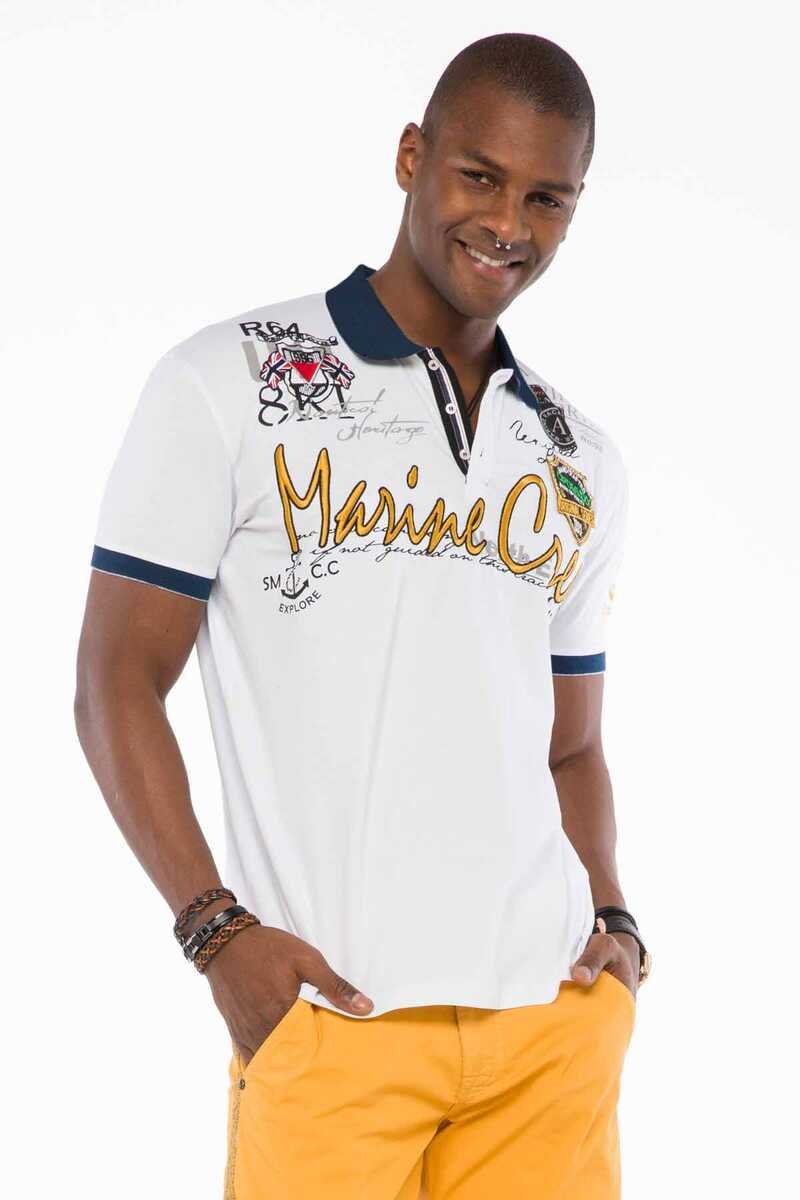 CT509 t-shirt męski polo z marynarskim haftem