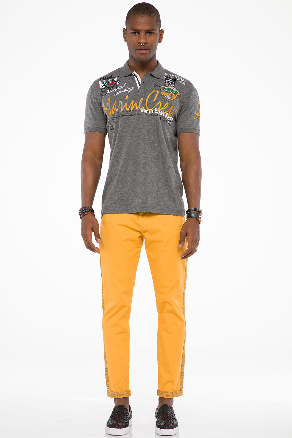 CT509 t-shirt męski polo z marynarskim haftem