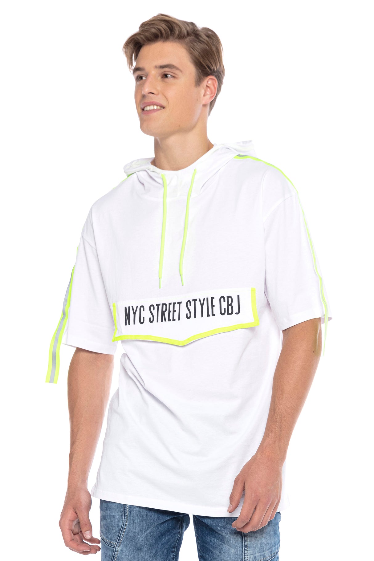 CT590 t-shirt męski oversize z kapturem
