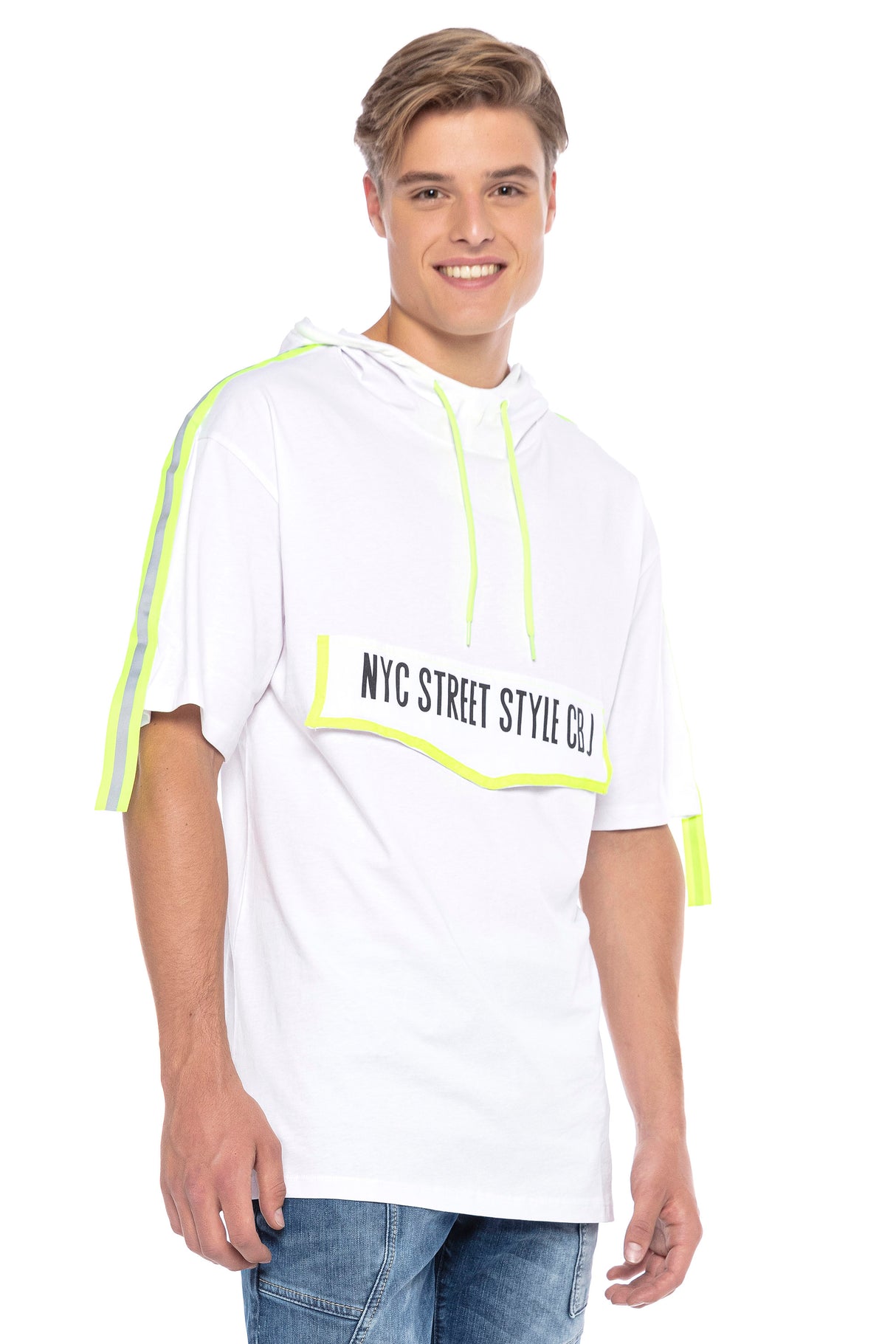 CT590 t-shirt męski oversize z kapturem