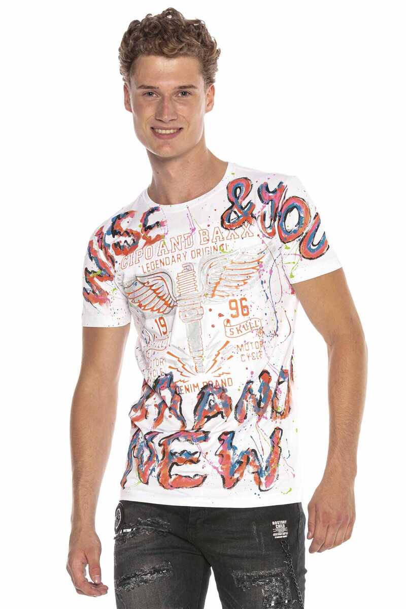 CT595 t-shirt męski ręcznie malowany