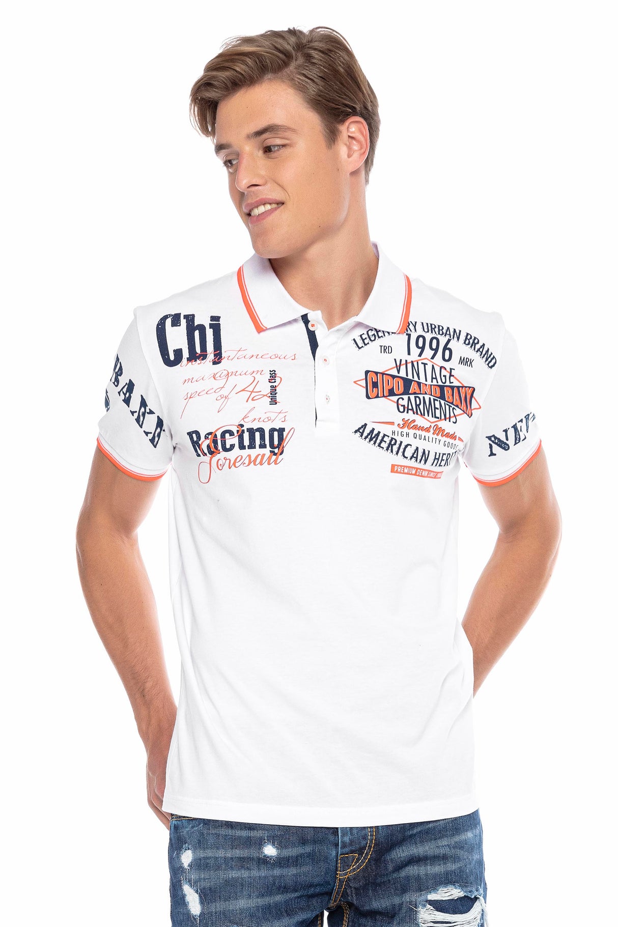 CT603 t-shirt męski polo z nadrukiem