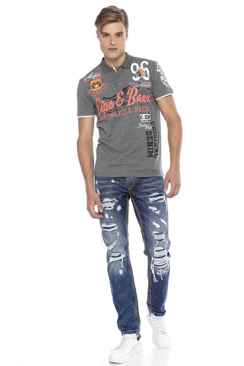 CT604 t-shirt męski polo z nadrukami