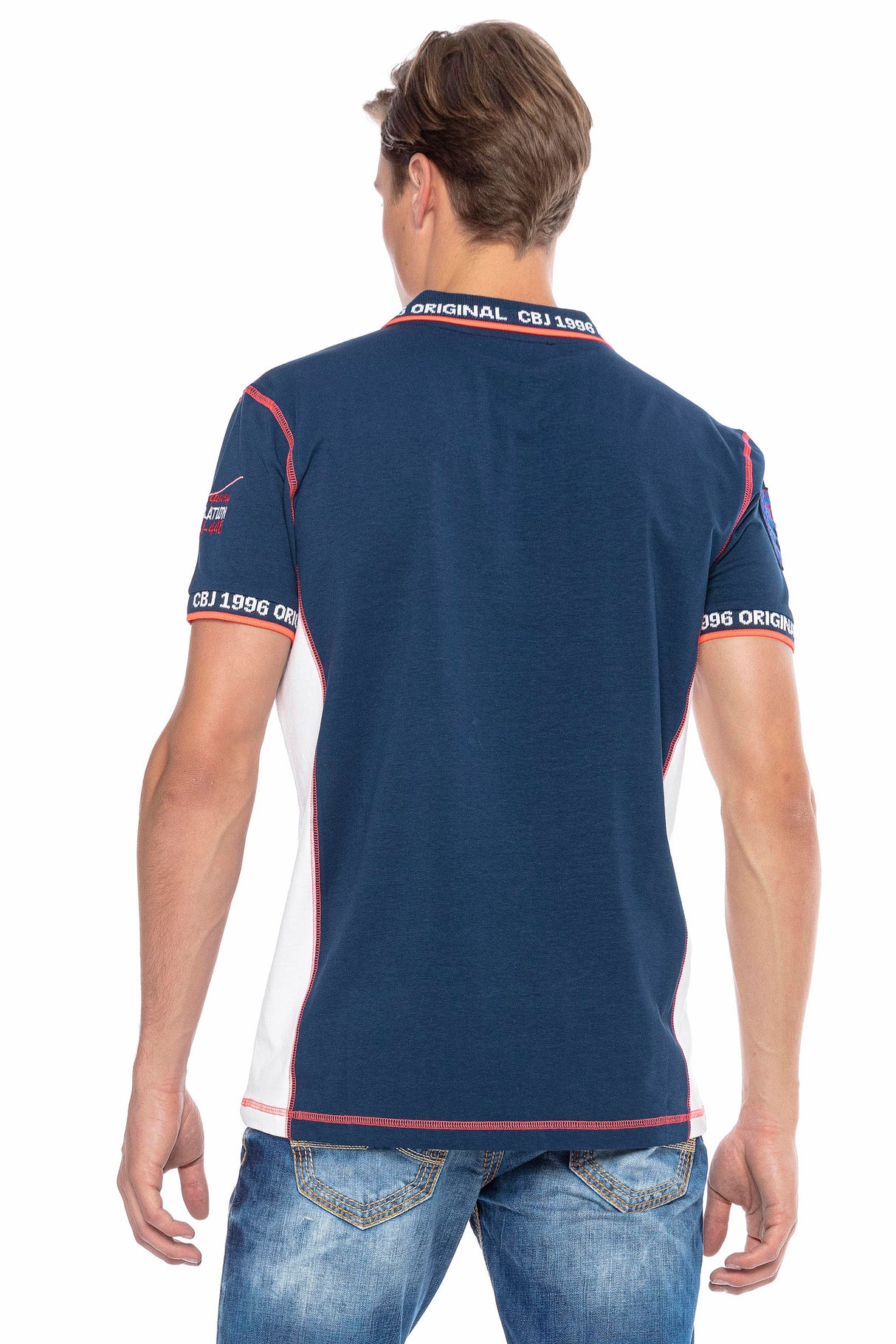 CT605 Uomo Poloshirt con cuciture a contrasto alla moda
