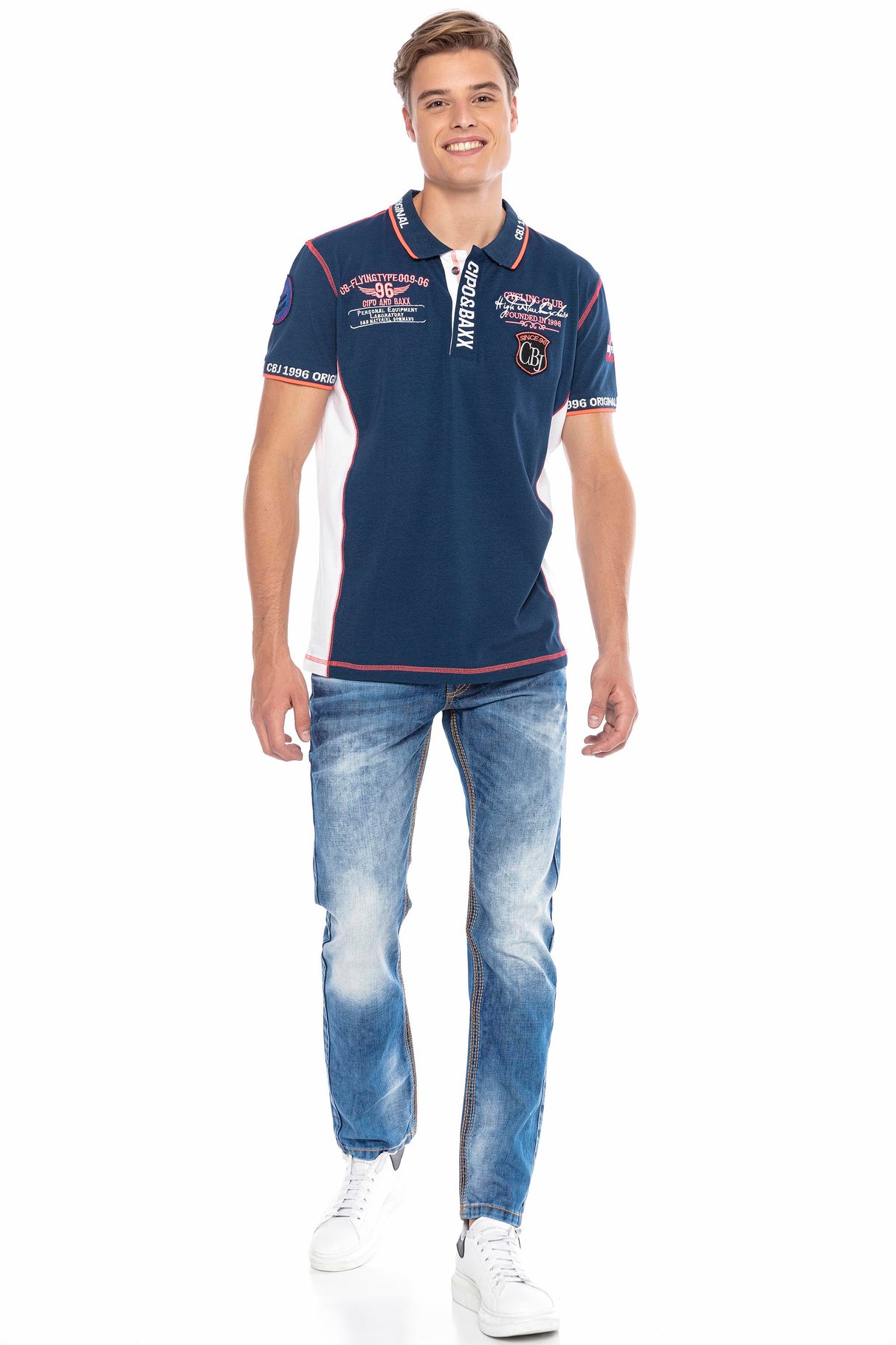 CT605 Uomo Poloshirt con cuciture a contrasto alla moda