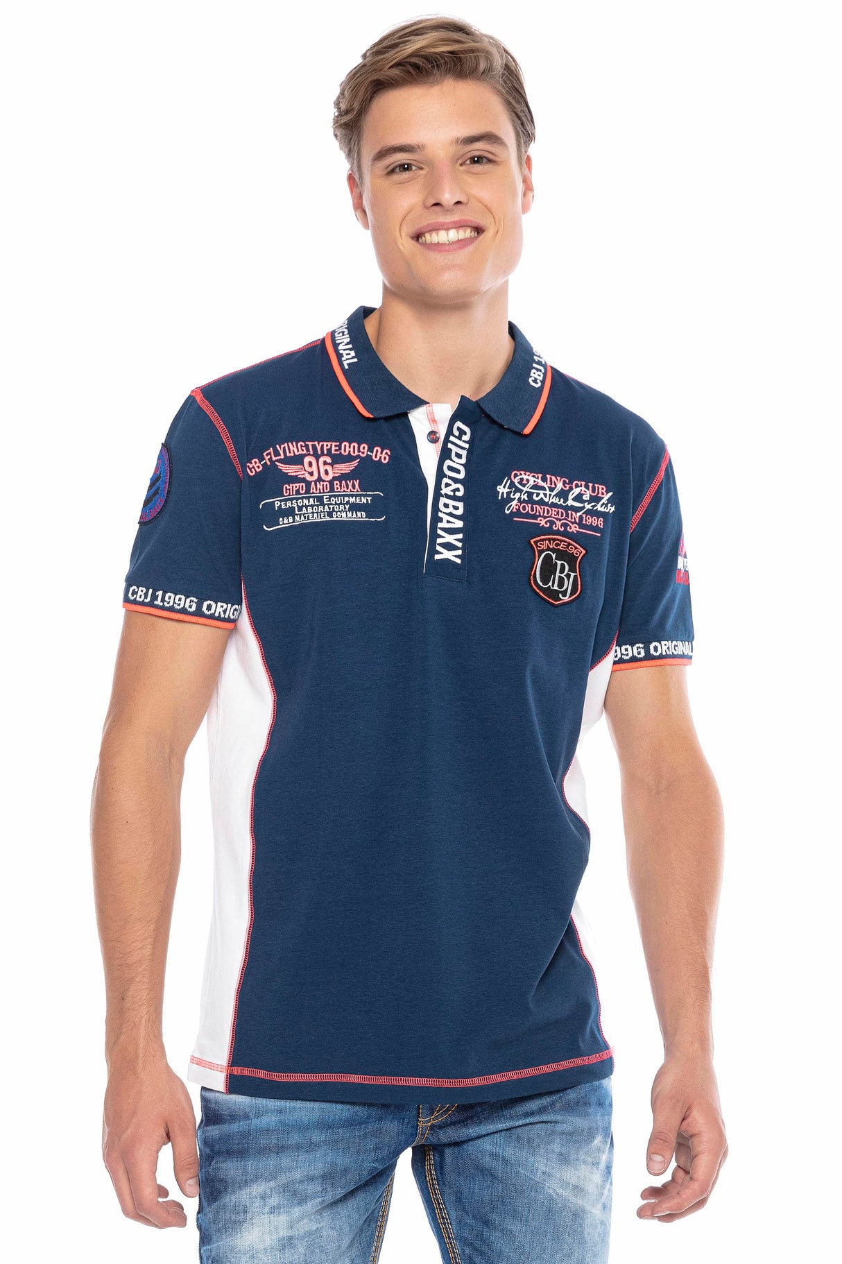 CT605 Uomo Poloshirt con cuciture a contrasto alla moda