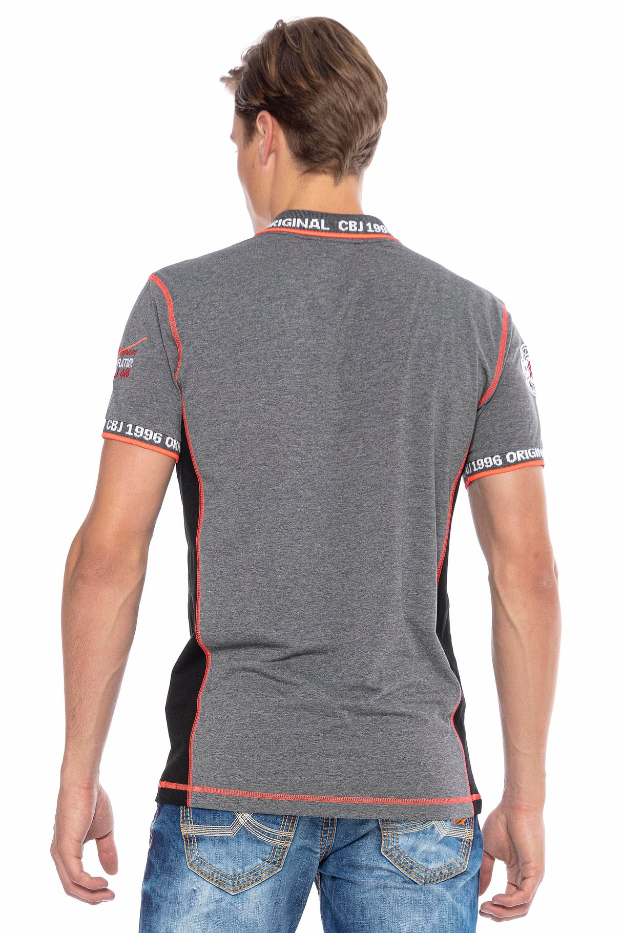 CT605 Uomo Poloshirt con cuciture a contrasto alla moda