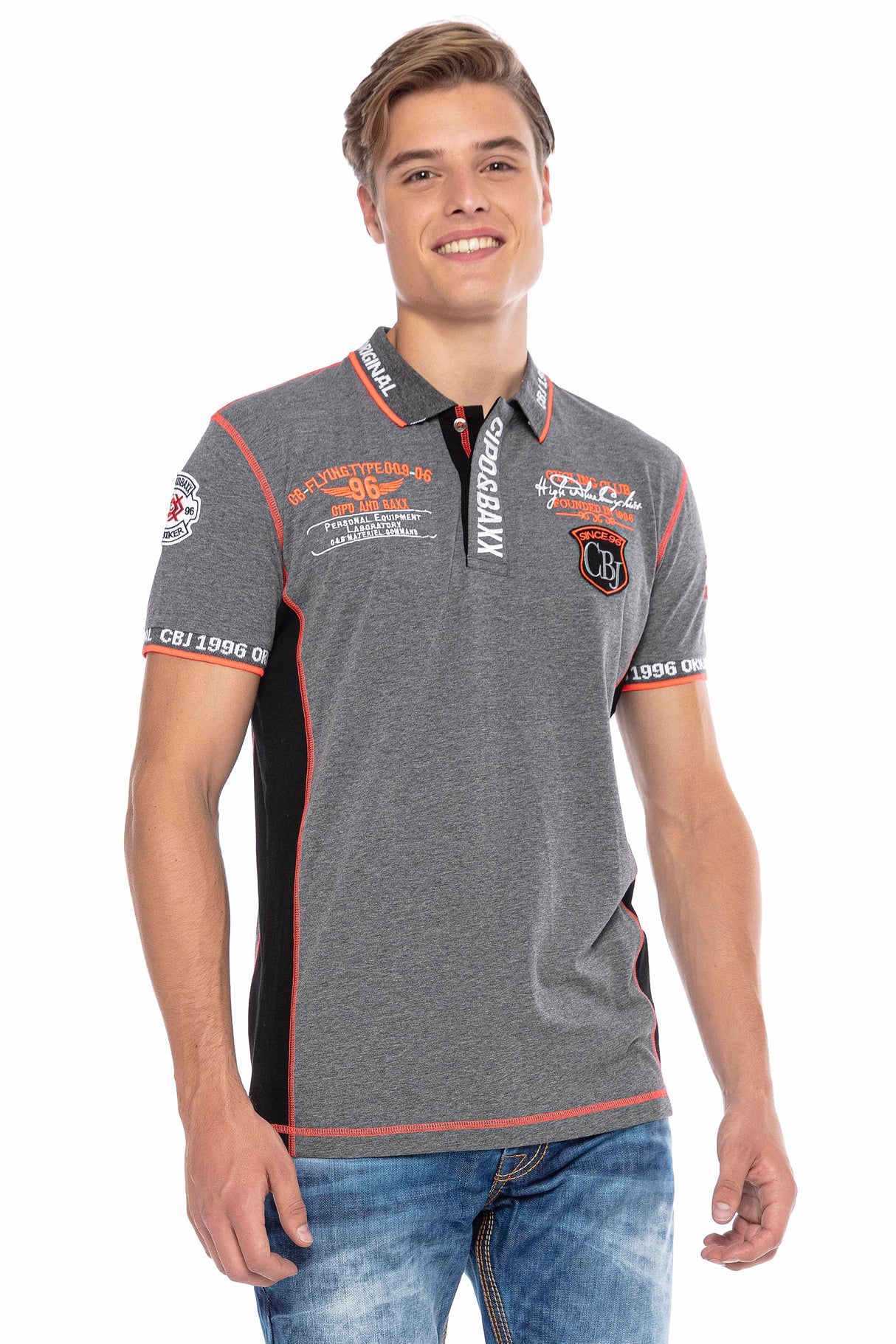 CT605 Uomo Poloshirt con cuciture a contrasto alla moda