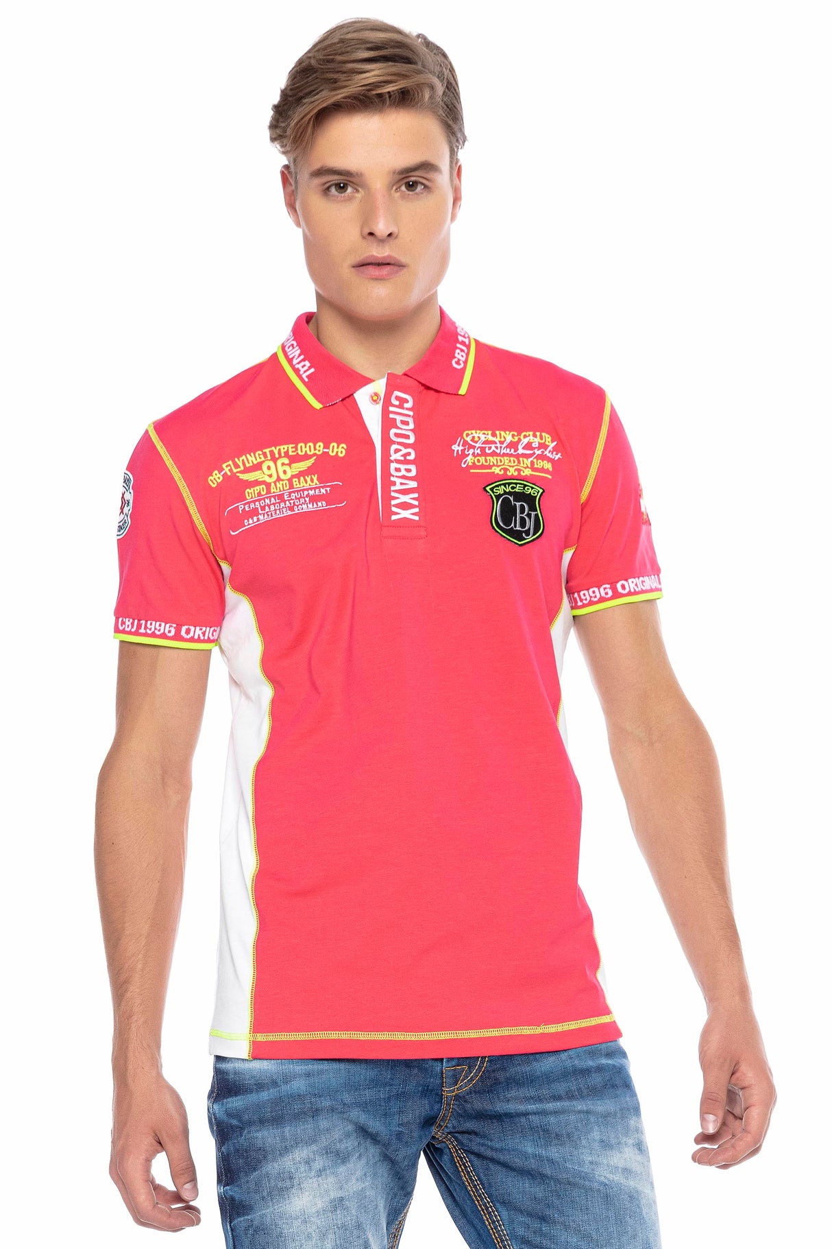 CT605 Uomo Poloshirt con cuciture a contrasto alla moda