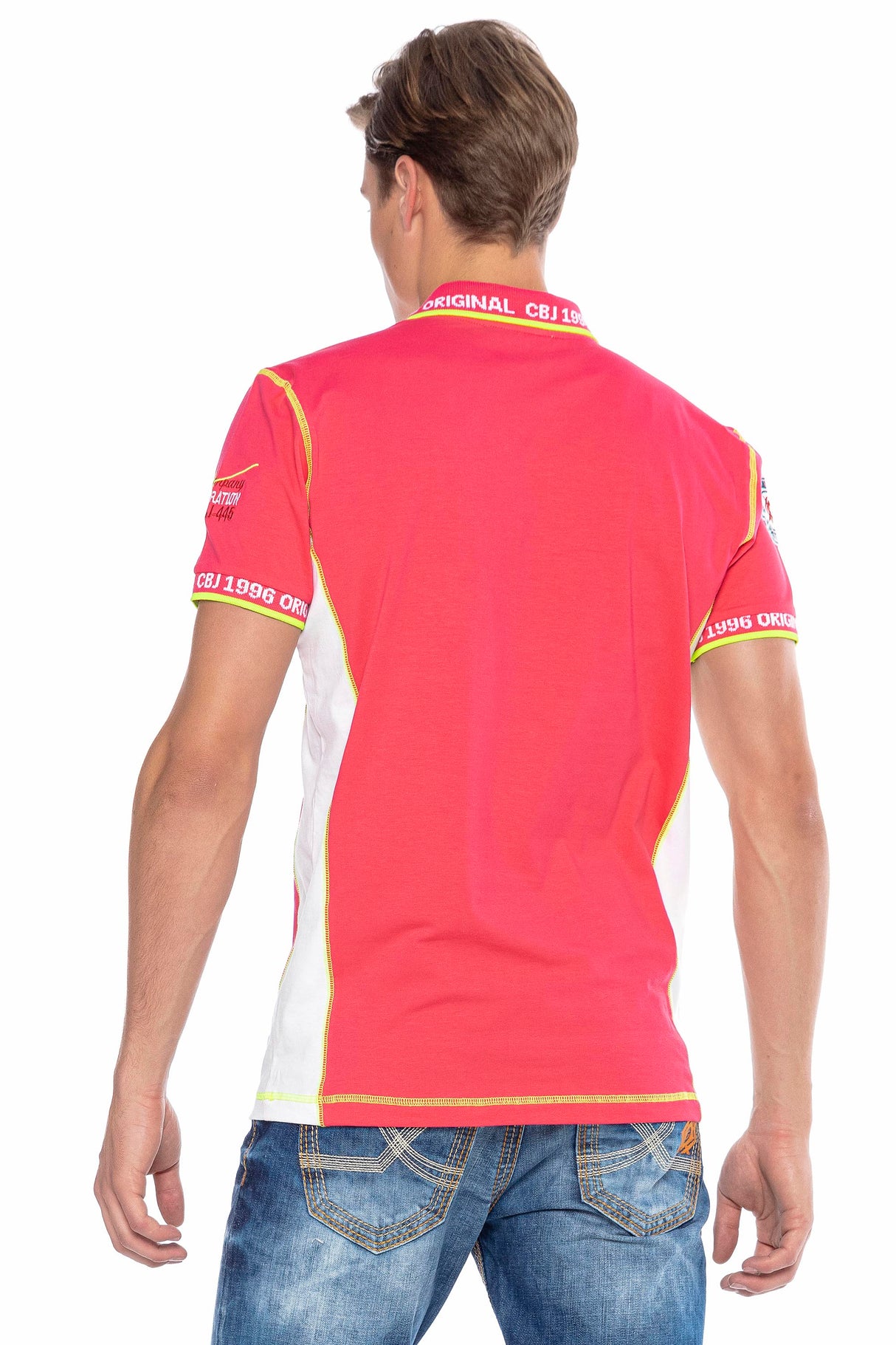 CT605 Uomo Poloshirt con cuciture a contrasto alla moda