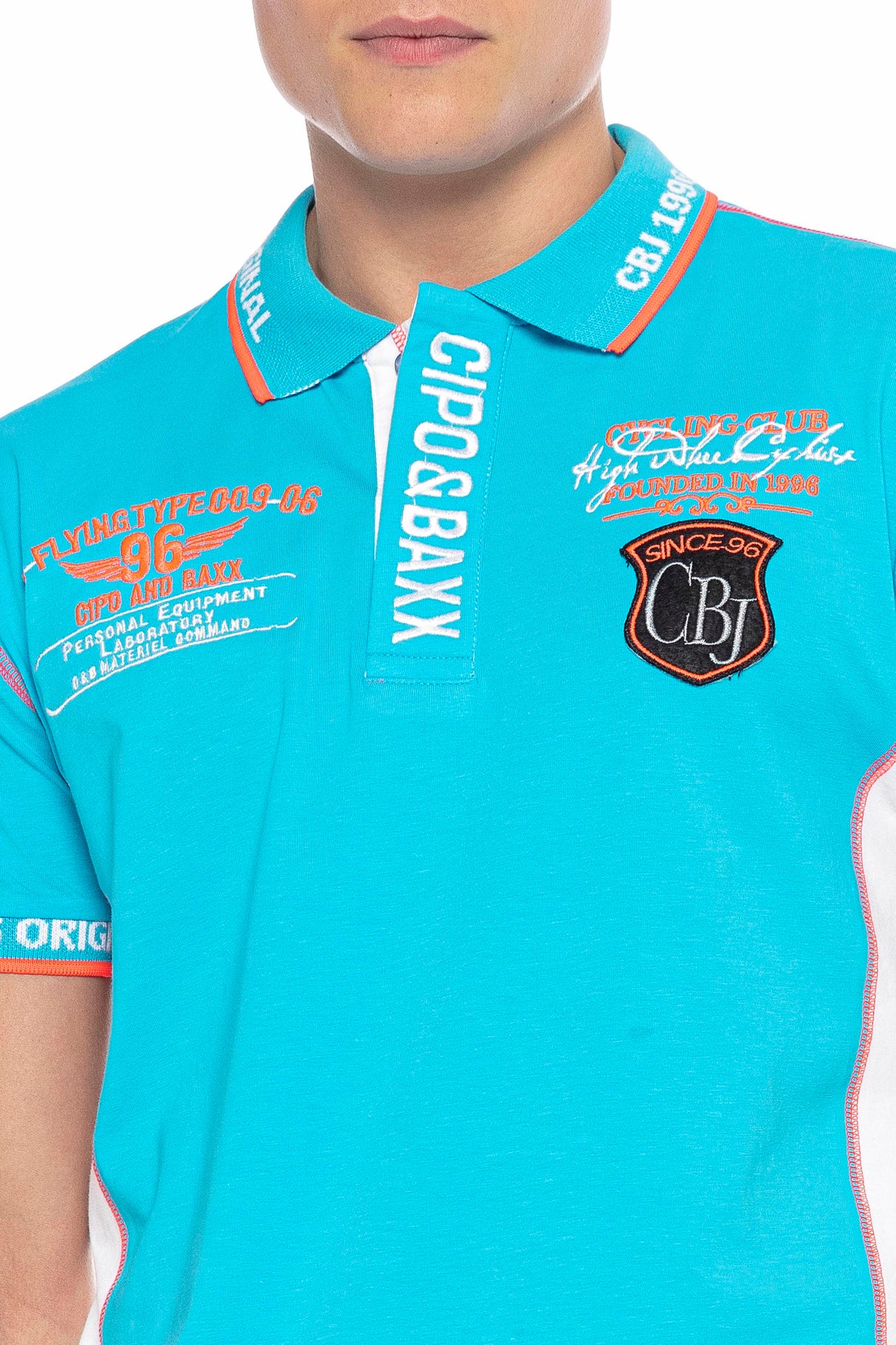 CT605 Uomo Poloshirt con cuciture a contrasto alla moda