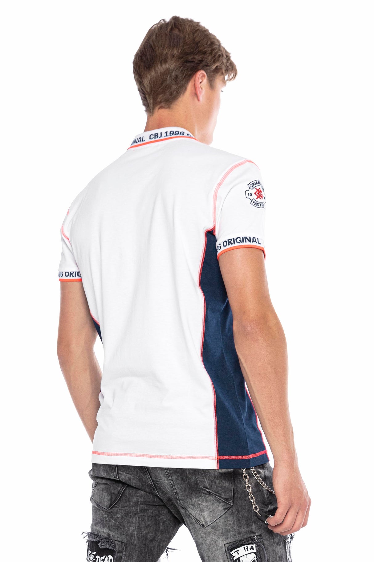 CT605 Uomo Poloshirt con cuciture a contrasto alla moda