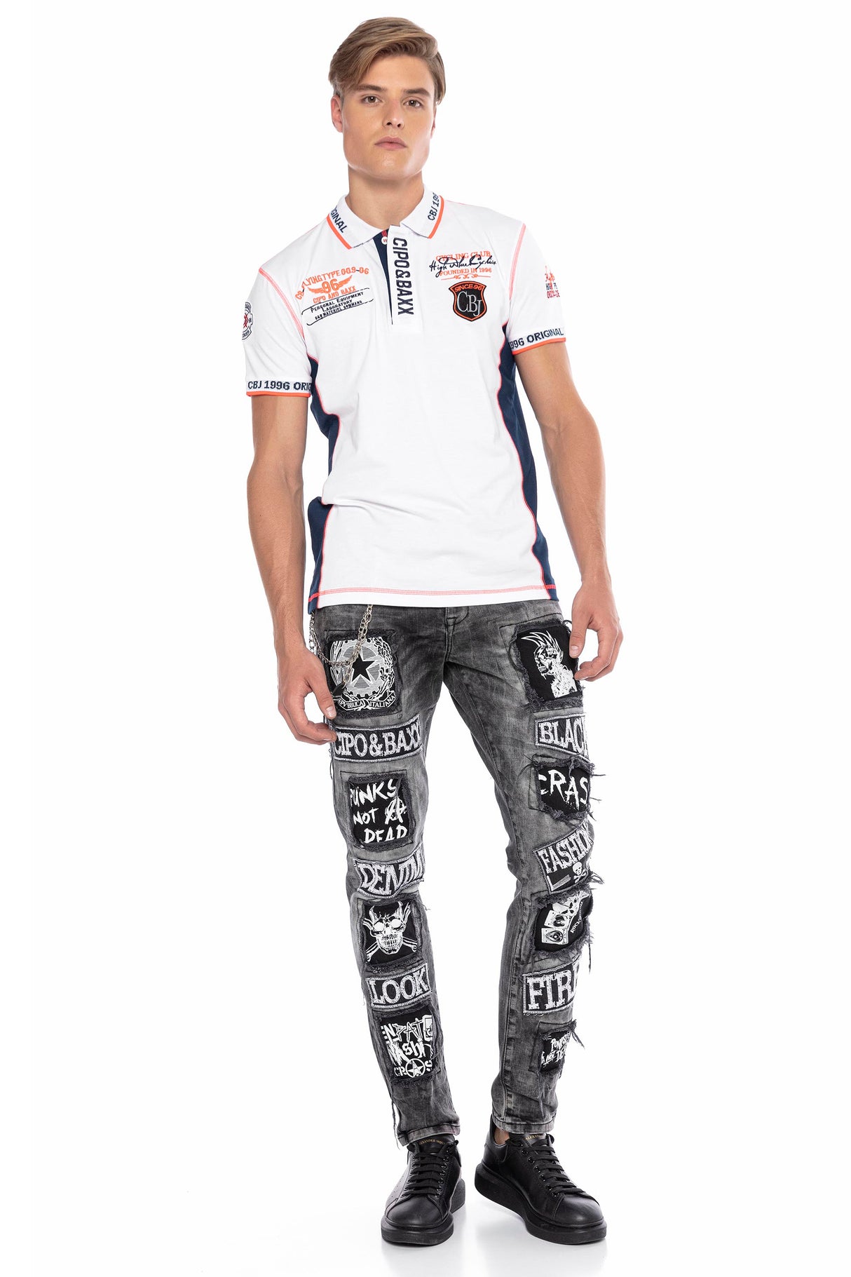 CT605 Uomo Poloshirt con cuciture a contrasto alla moda