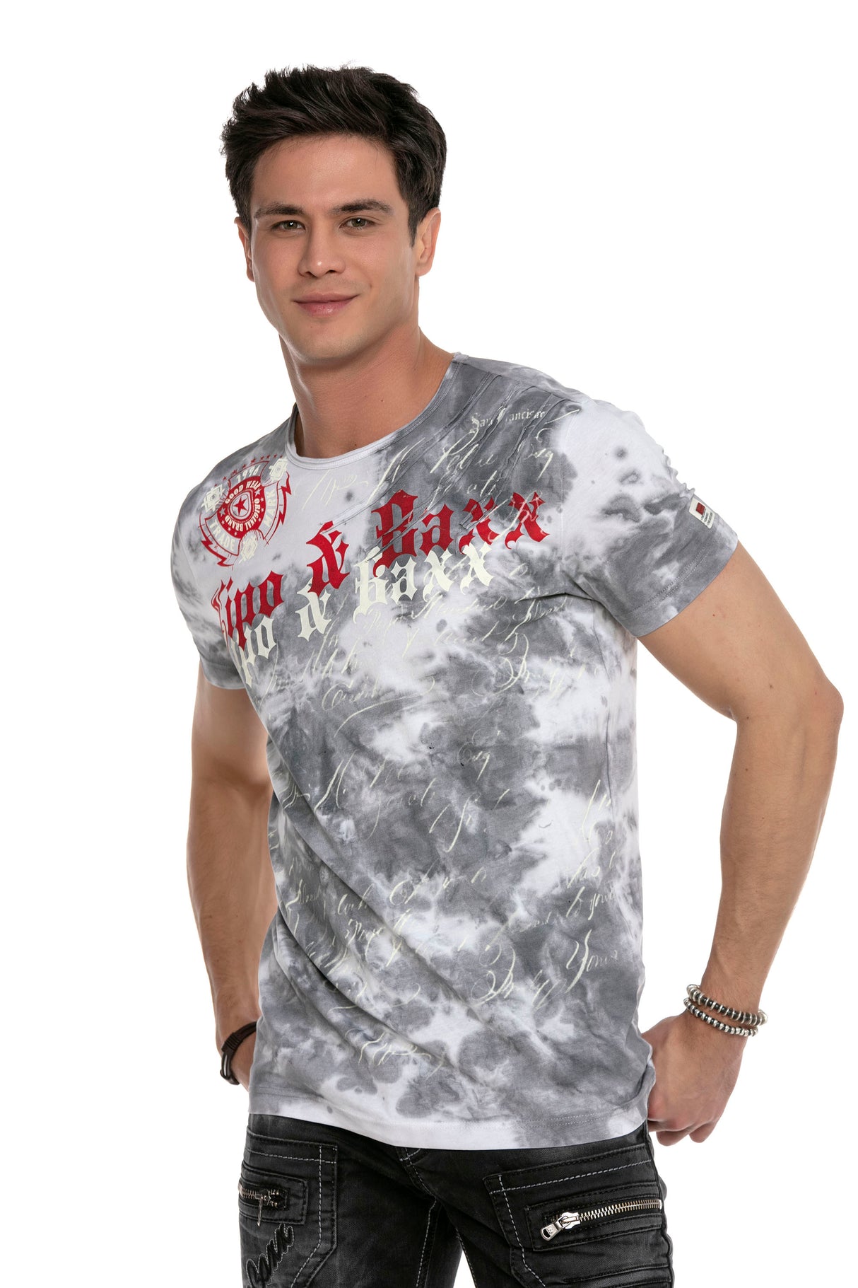 CT613 t-shirt męski w batikowym stylu