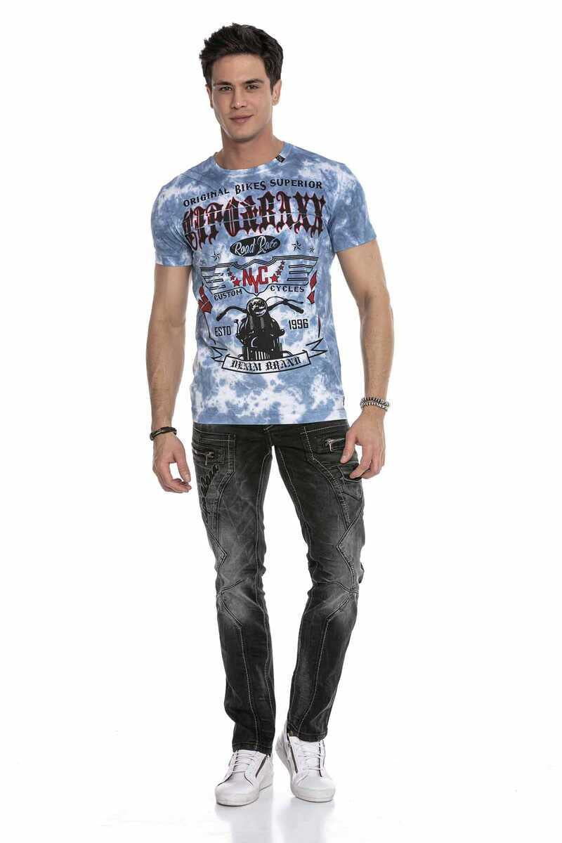 CT629 t-shirt męski cieniowany z nadrukiem