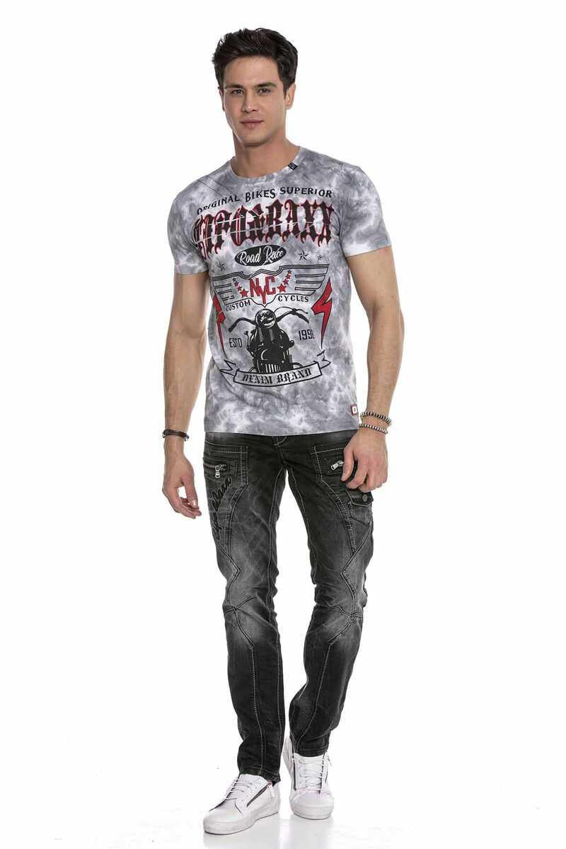 CT629 t-shirt męski cieniowany z nadrukiem