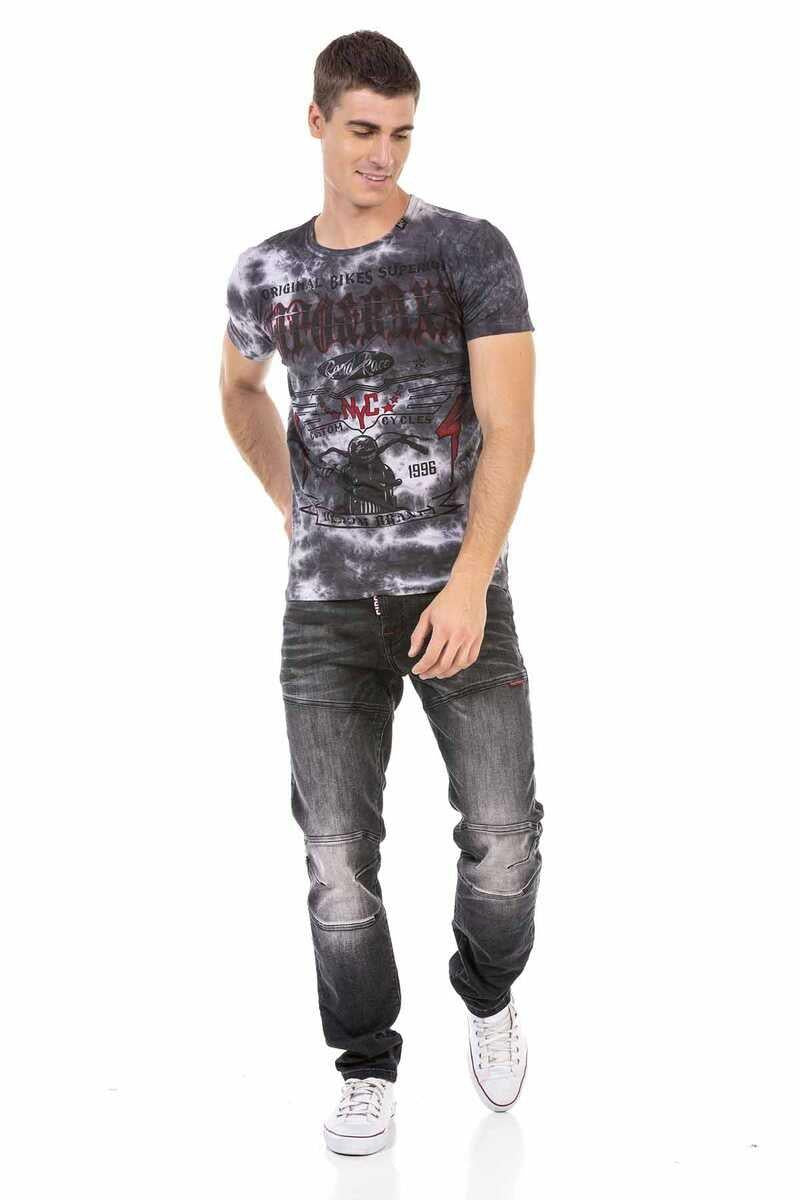 CT629 t-shirt męski cieniowany z nadrukiem