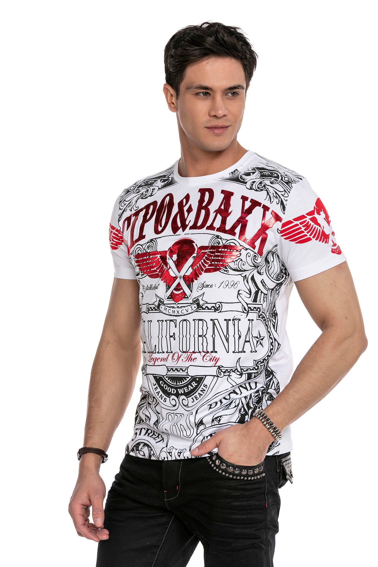 CT656 t-shirt męski z nadrukiem