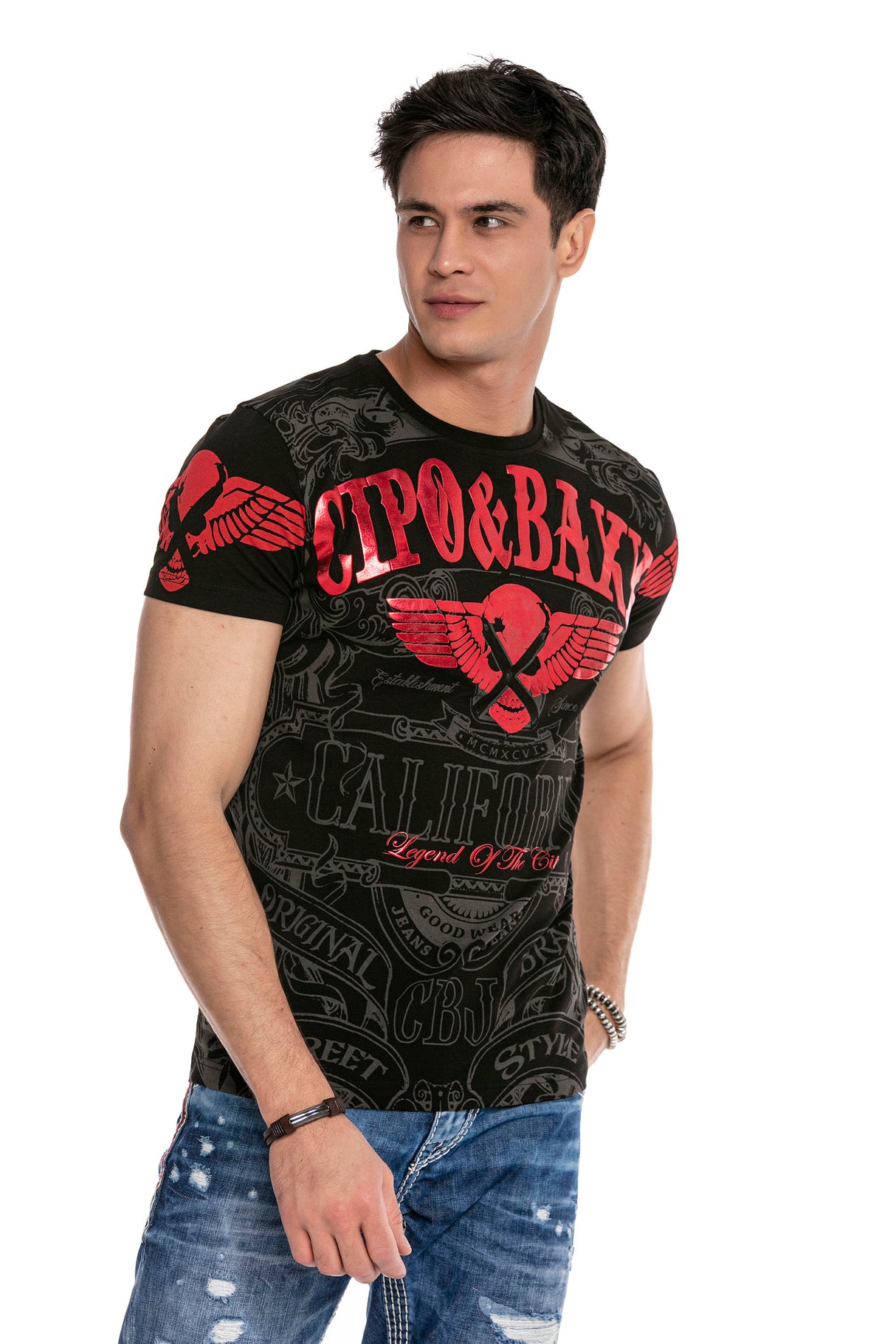 CT656 t-shirt męski z nadrukiem