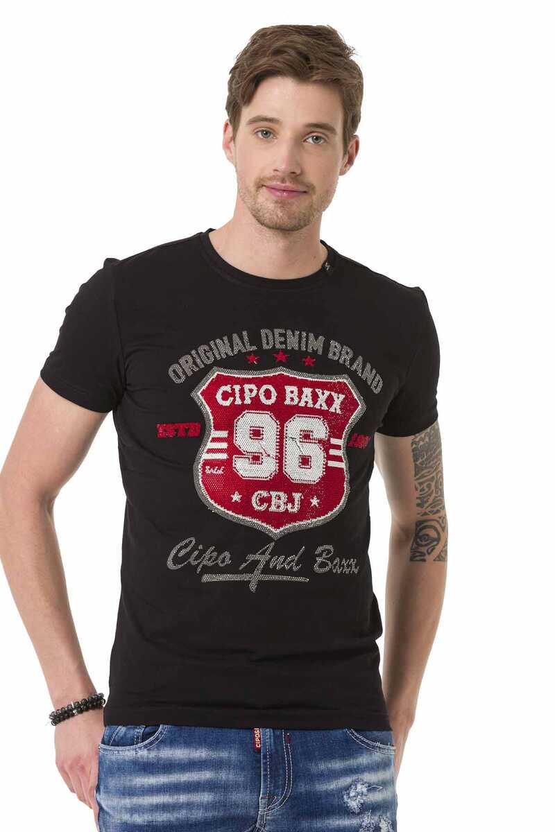 CT670 t-shirt męski z nadrukiem ozdabiany kamieniami